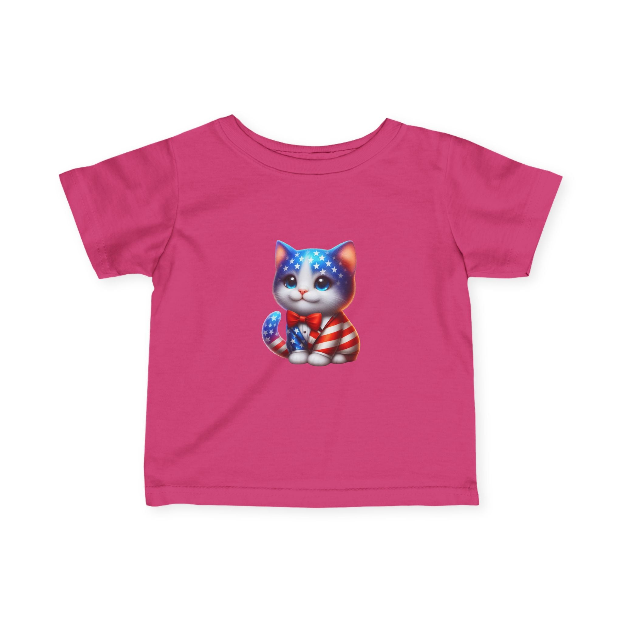 Infant Tee — Patriotic American Flag Kitten Baby Shirt