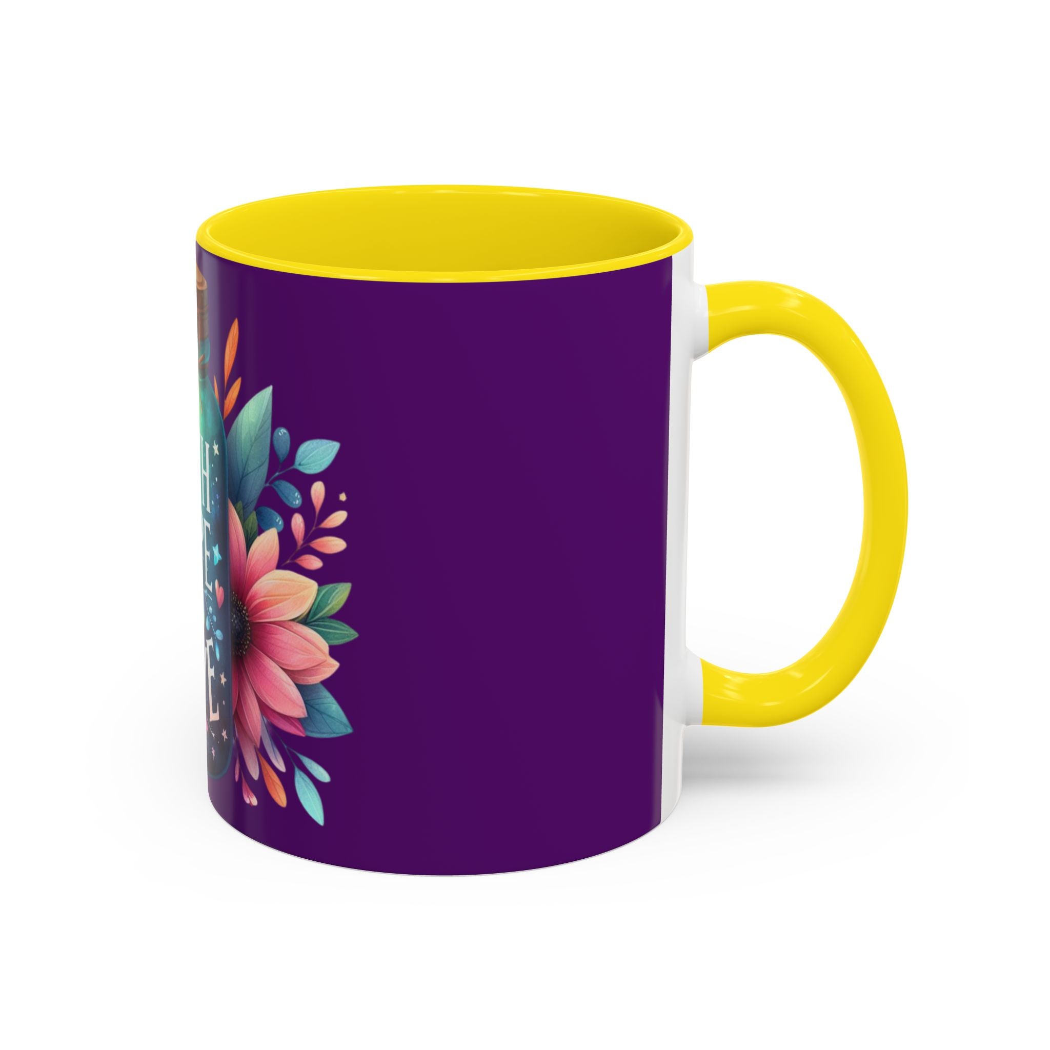 Faith Hope Love Accent Coffee Mug — Floral Jar Design (11/15 oz)