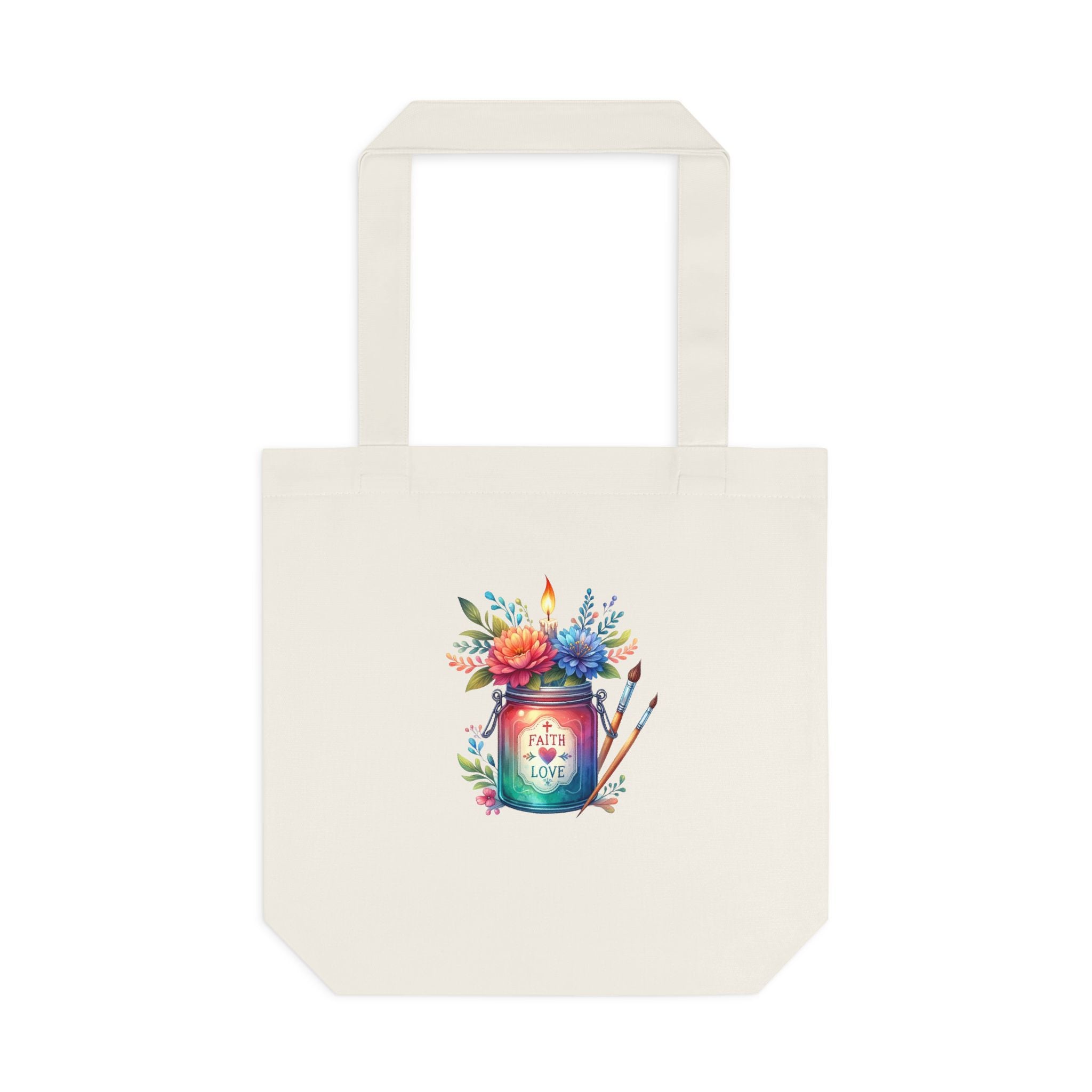 Tote Bag — 'Paint With Love' Floral Art Jar Cotton Tote