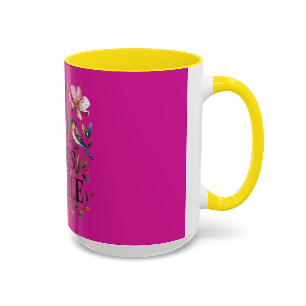 Inspirational Coffee Mug — "With God All Things Are Possible" Floral Accent