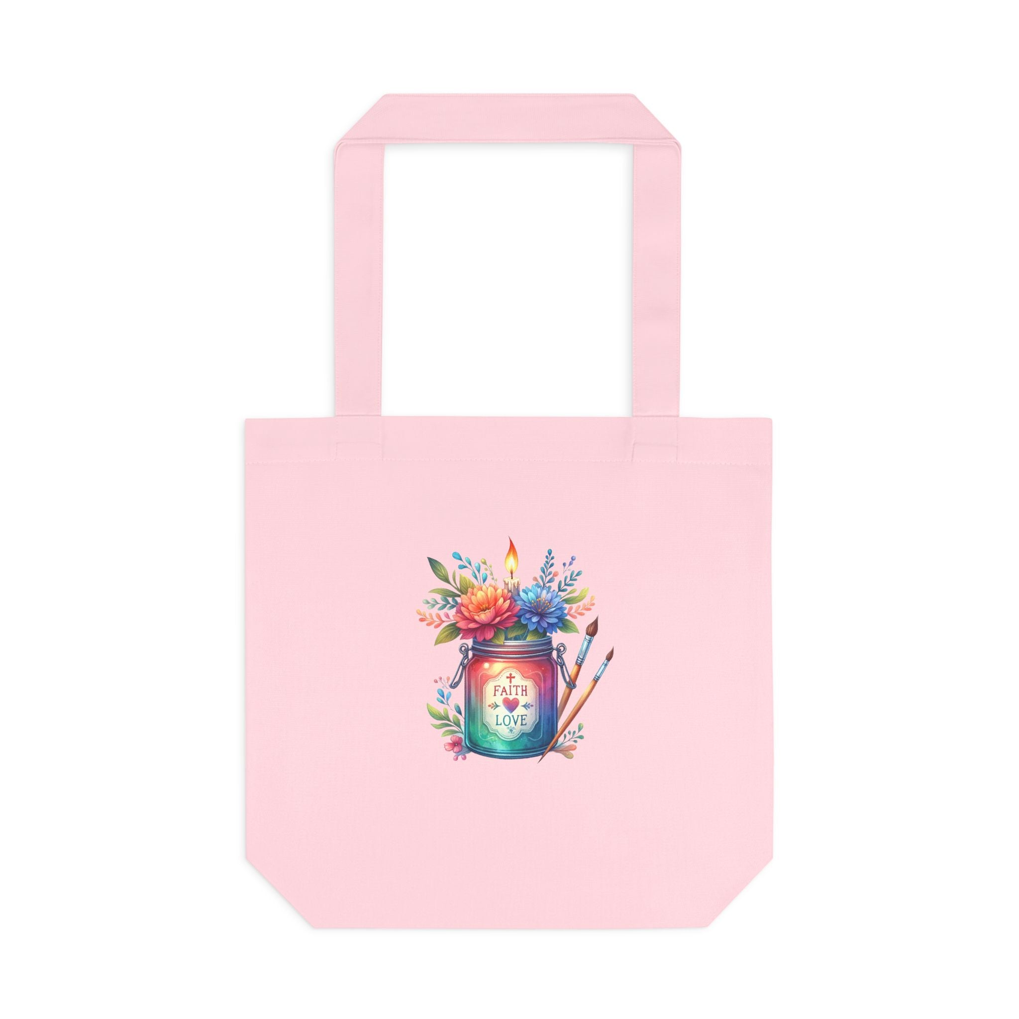 Tote Bag — 'Paint With Love' Floral Art Jar Cotton Tote