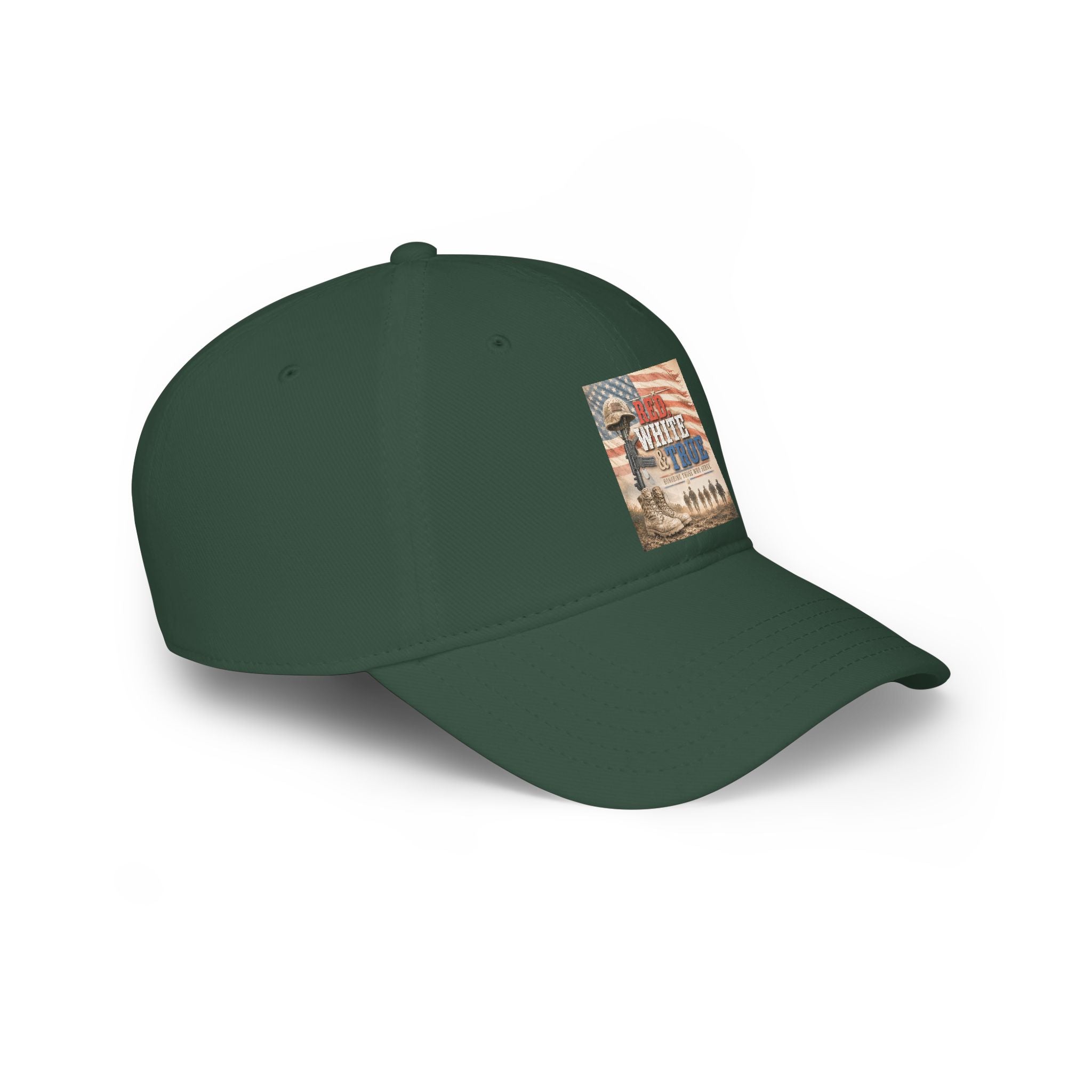 Low Profile Baseball Cap — Red, Patriotic "Land of the Free" Military Tribute Cap