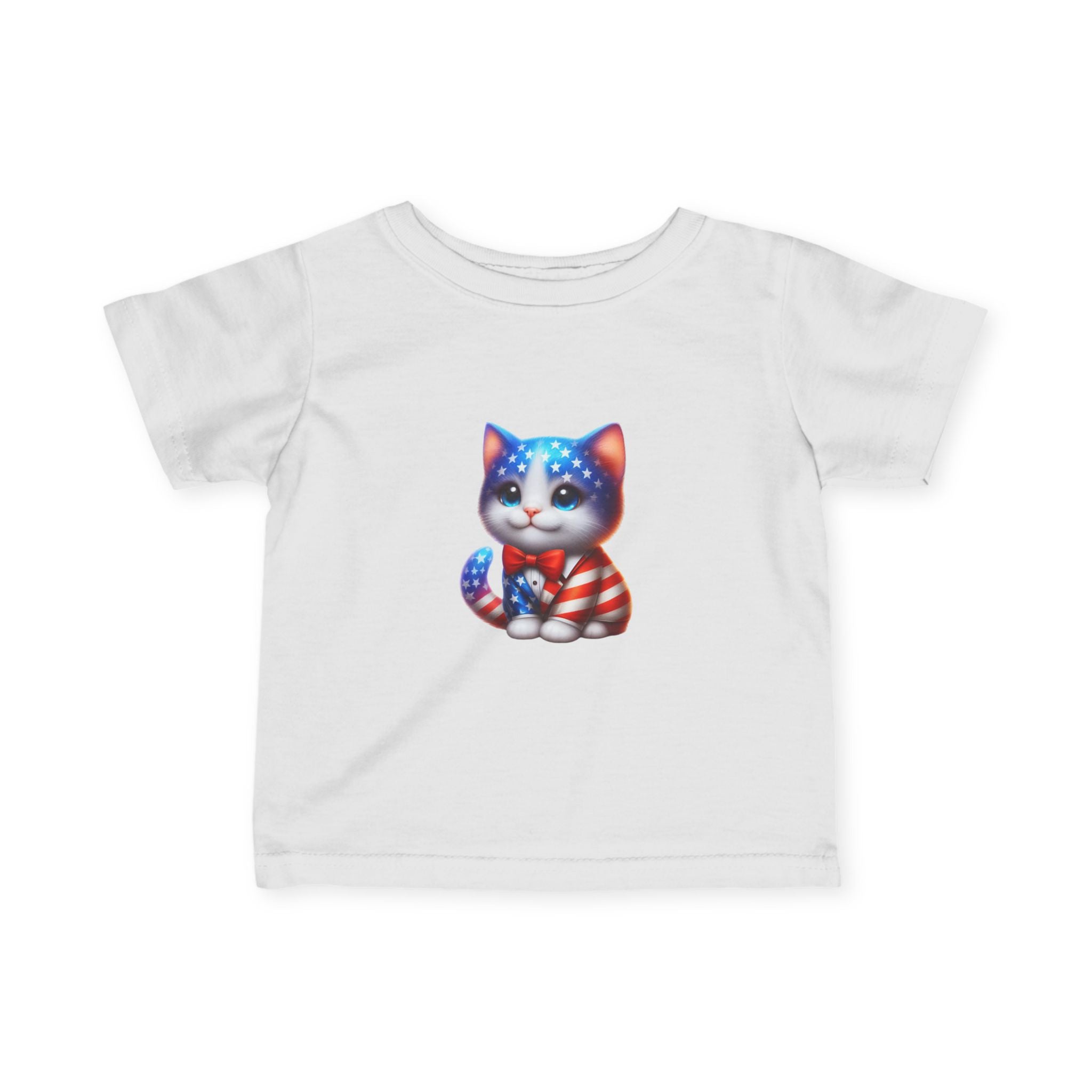 Infant Tee — Patriotic American Flag Kitten Baby Shirt