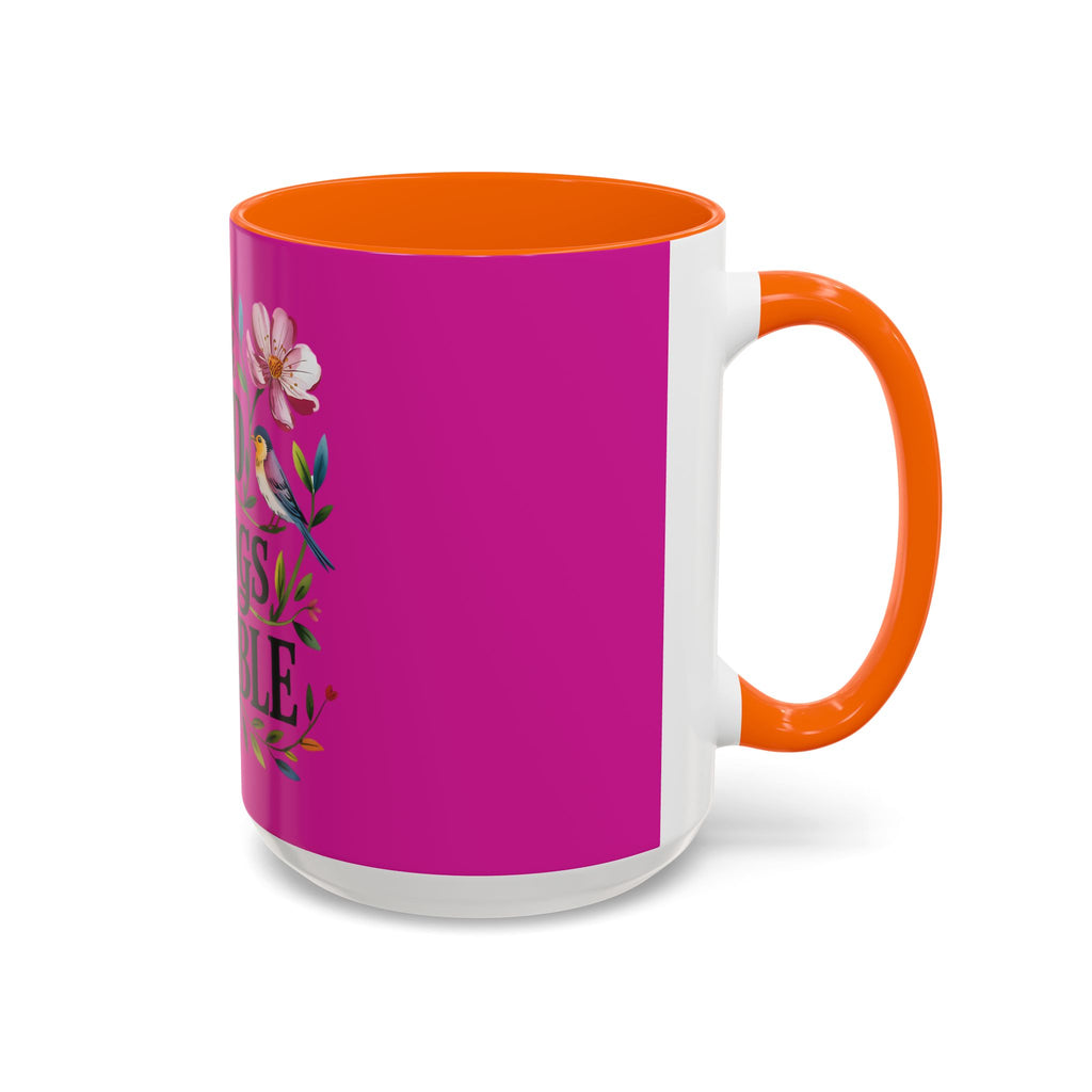 Inspirational Coffee Mug — "With God All Things Are Possible" Floral Accent