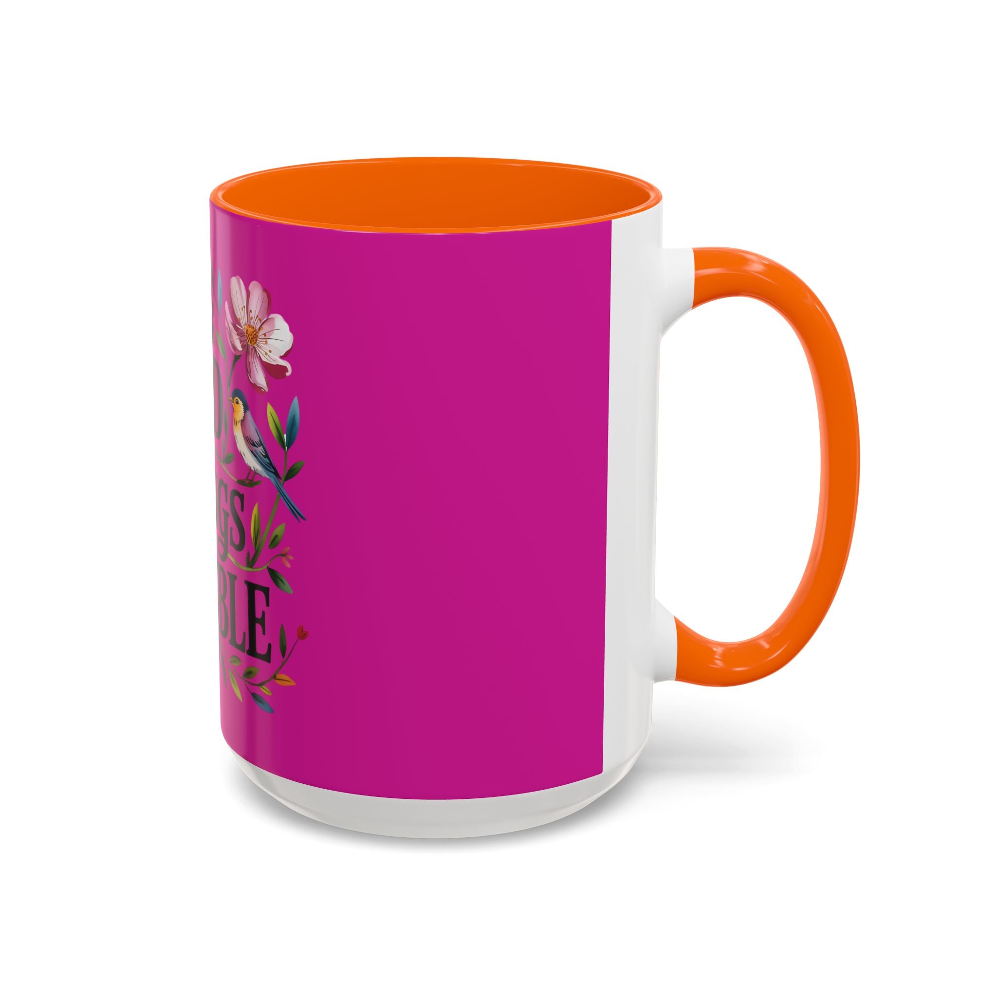 Inspirational Coffee Mug — "With God All Things Are Possible" Floral Accent