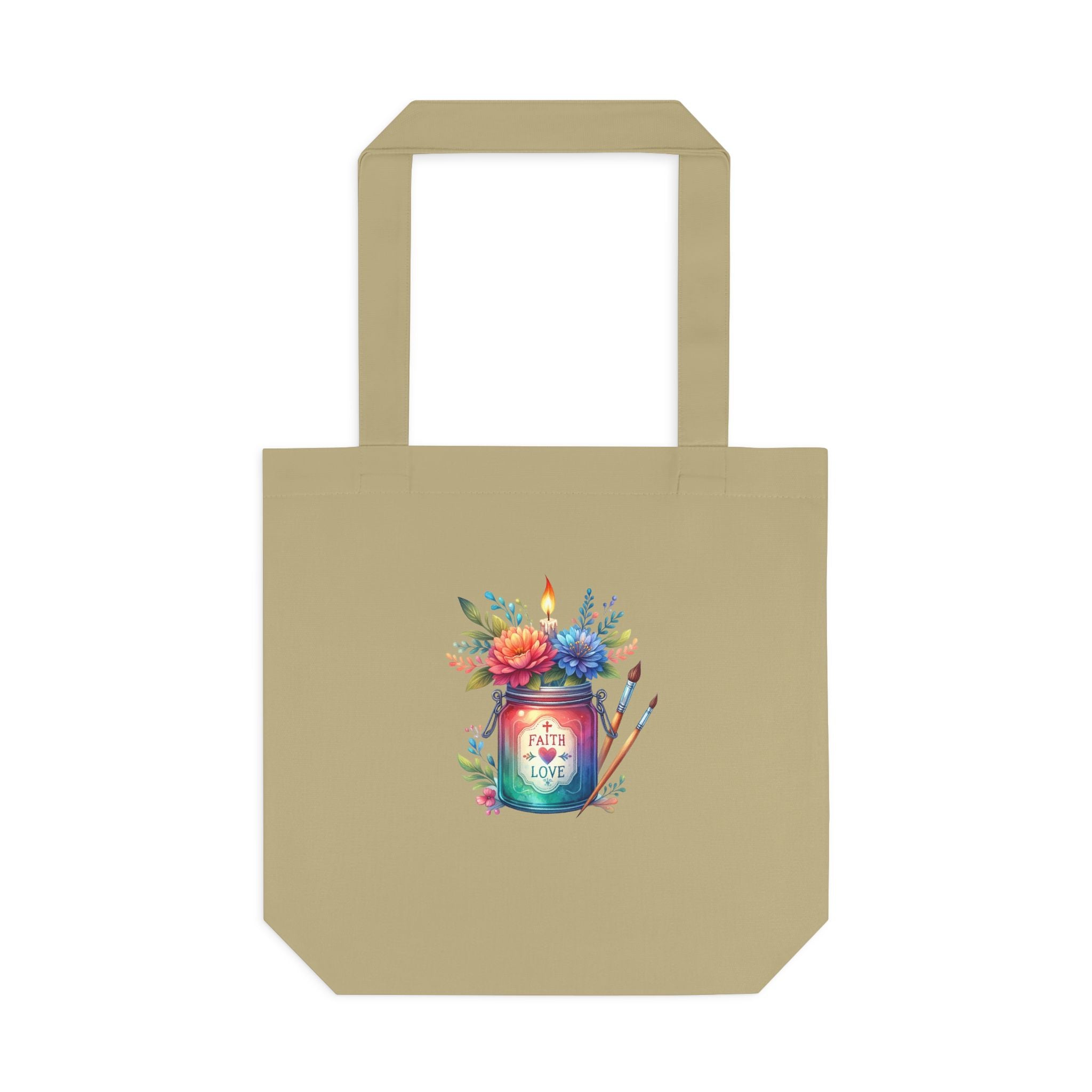 Tote Bag — 'Paint With Love' Floral Art Jar Cotton Tote