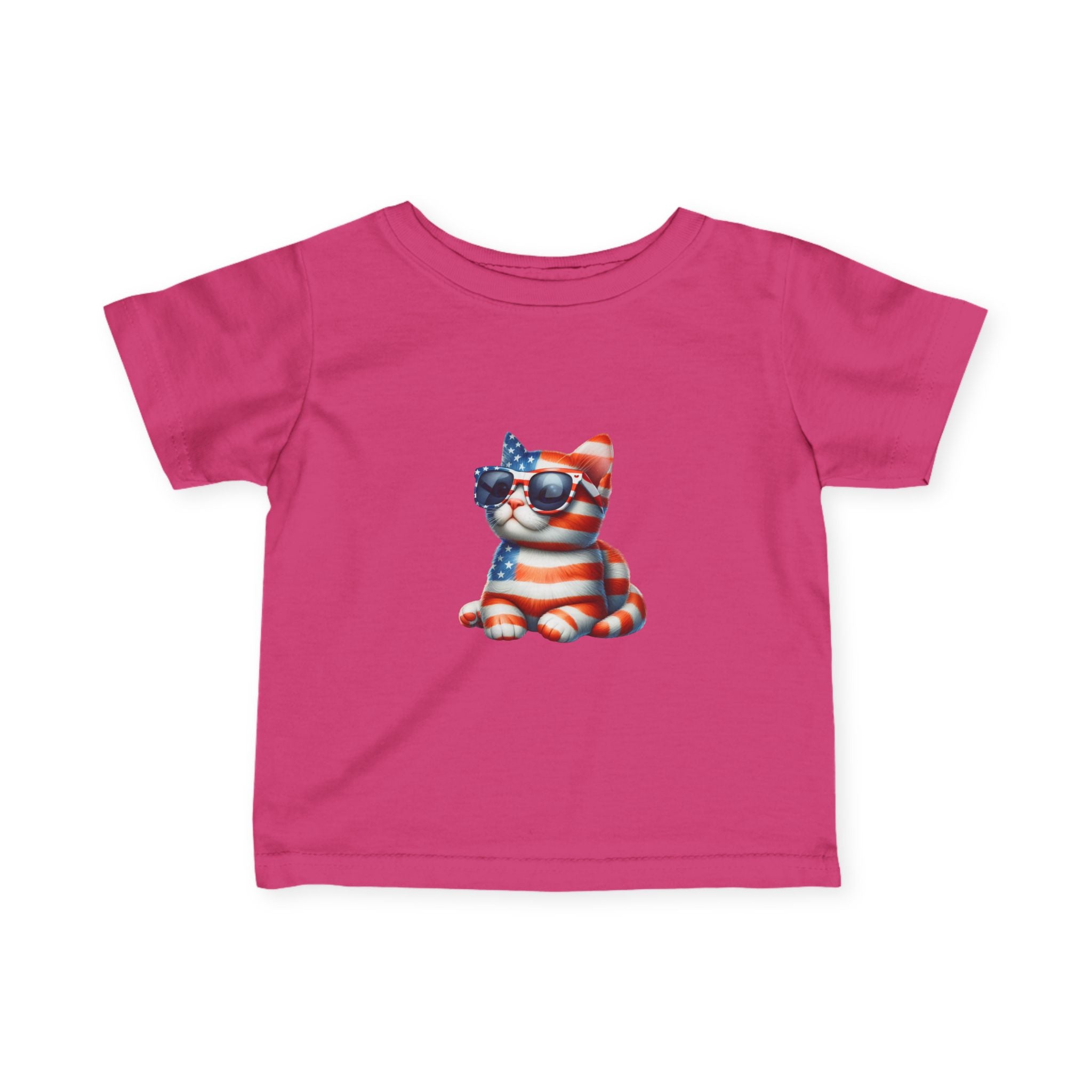 Patriotic Kitty Infant Tee — American Flag Cat Baby Shirt