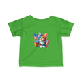 Infant Tee — Patriotic Kitten with Flags & Ice Cream (4th of July Baby Shirt)