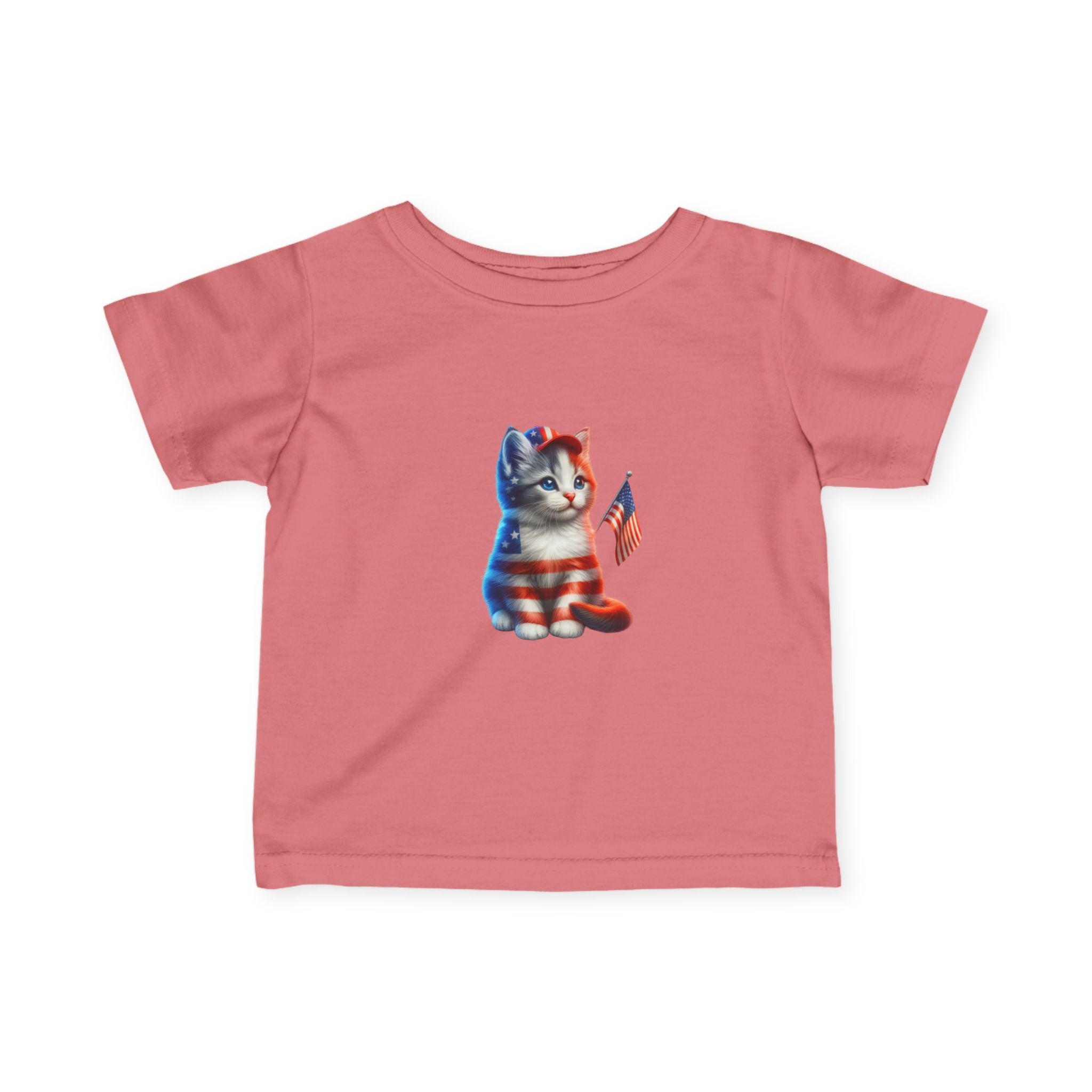 Infant Tee — Patriotic American Flag Kitten Graphic