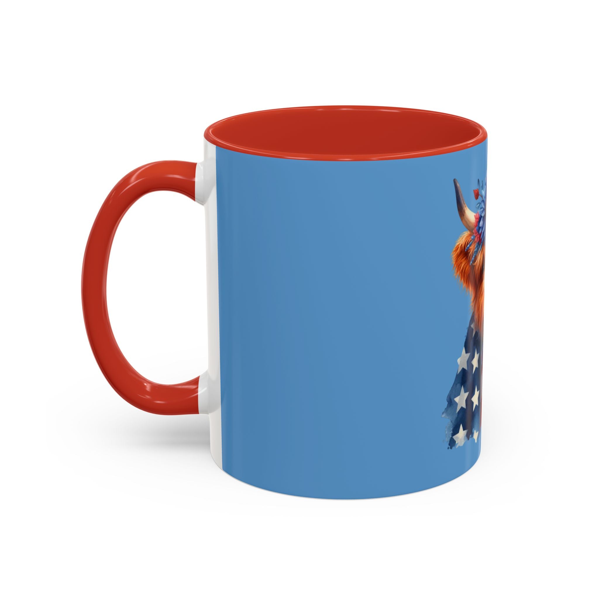 Patriotic Highland Cow Accent Coffee Mug – 11/15oz