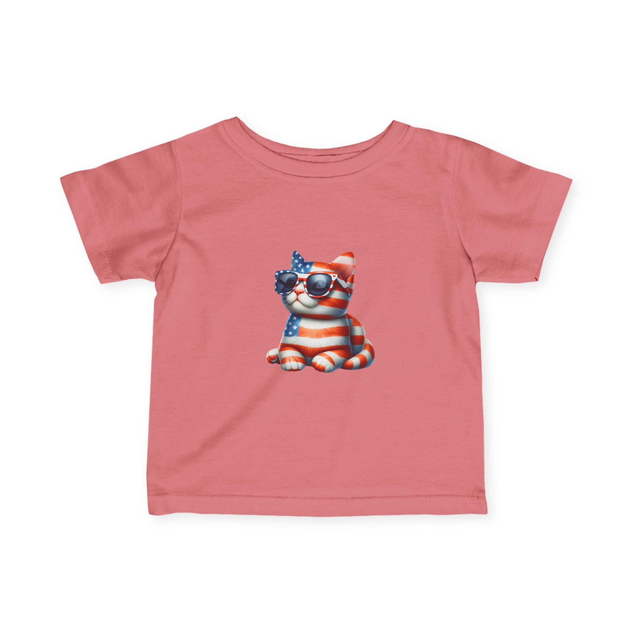 Patriotic Kitty Infant Tee — American Flag Cat Baby Shirt
