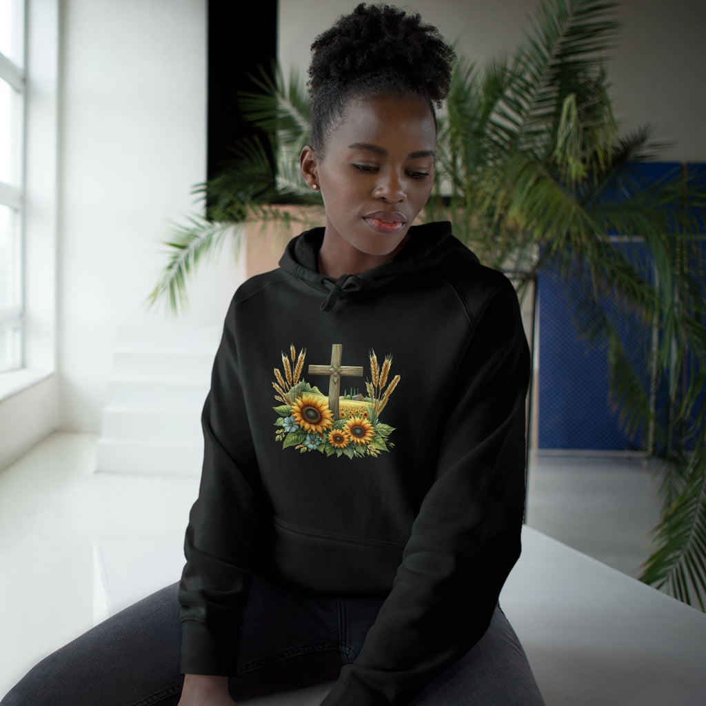 Sunflower Cross Hoodie — Christian Faith Floral Pullover