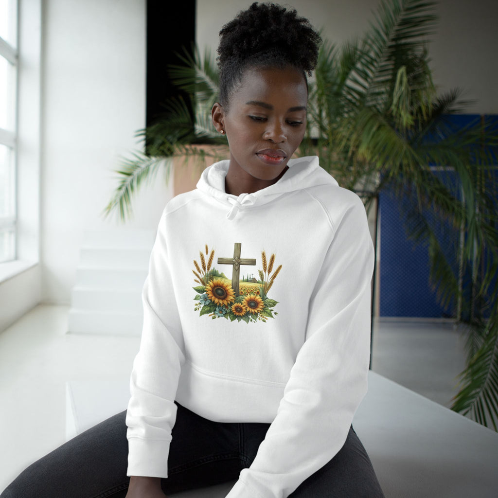 Sunflower Cross Hoodie — Christian Faith Floral Pullover