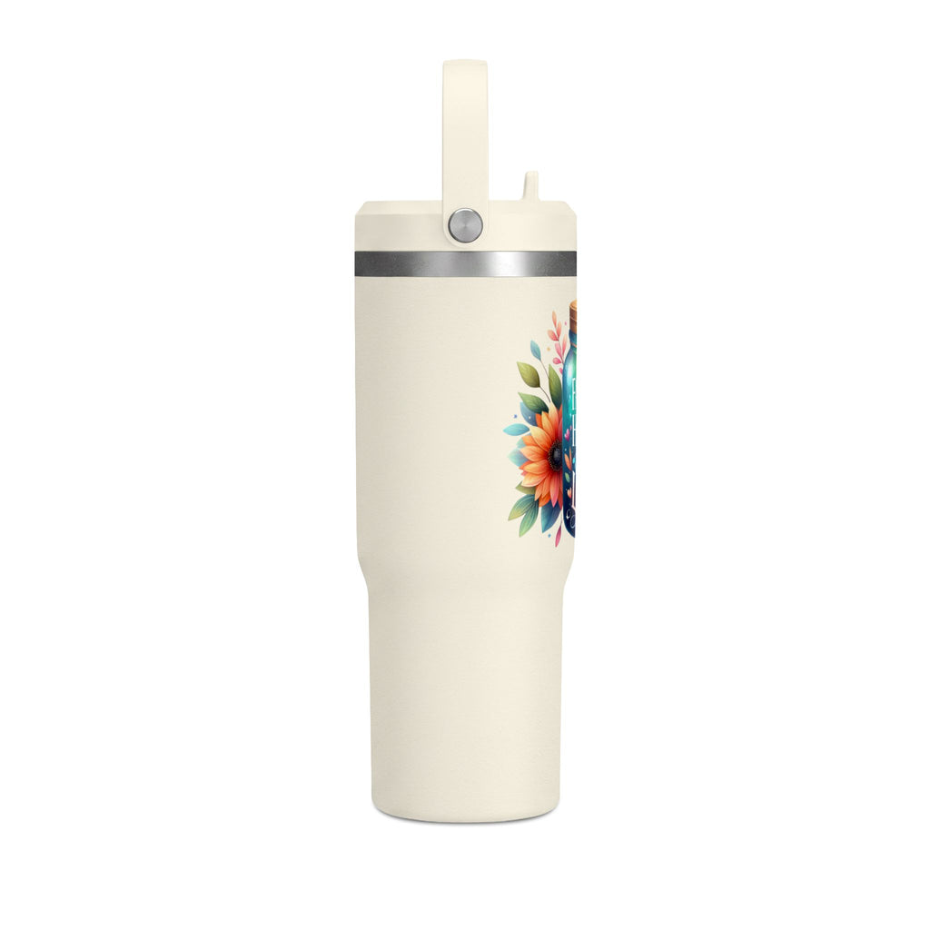 Faith Hope Love Tumbler — 32oz Insulated Travel Tumbler with Floral Jar Design