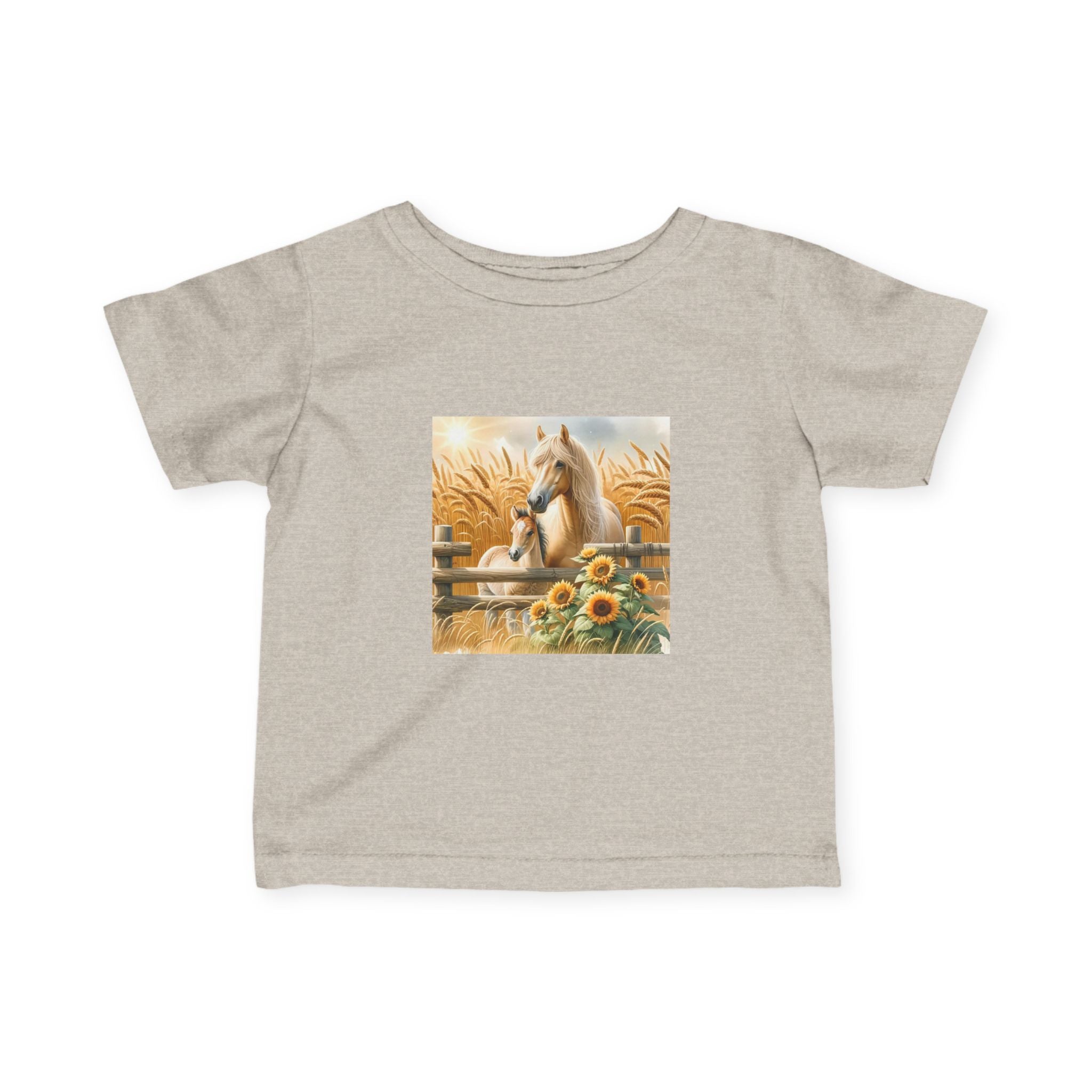 Infant Tee — Rustic Horse & Sunflower Farmyard Design