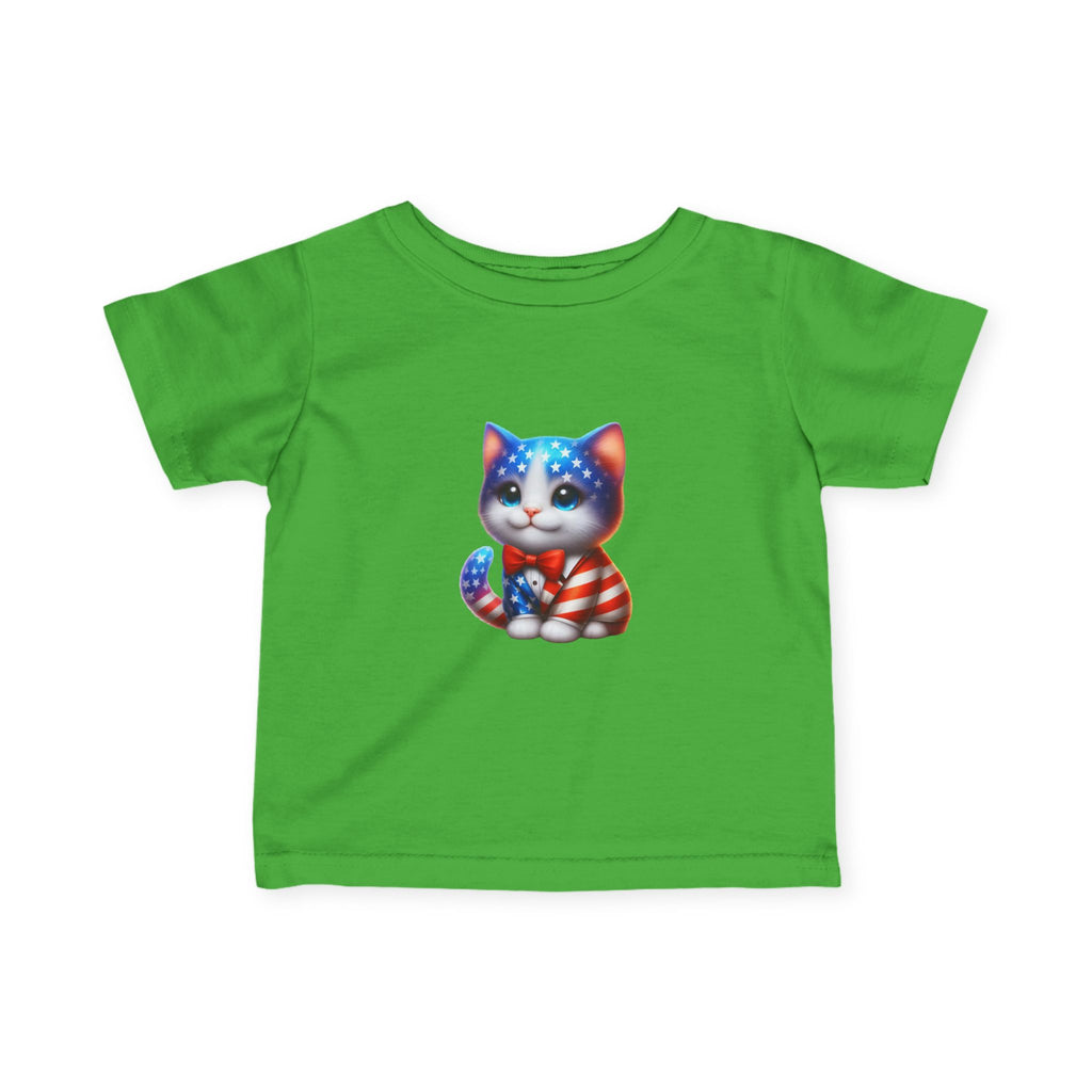 Infant Tee — Patriotic American Flag Kitten Baby Shirt