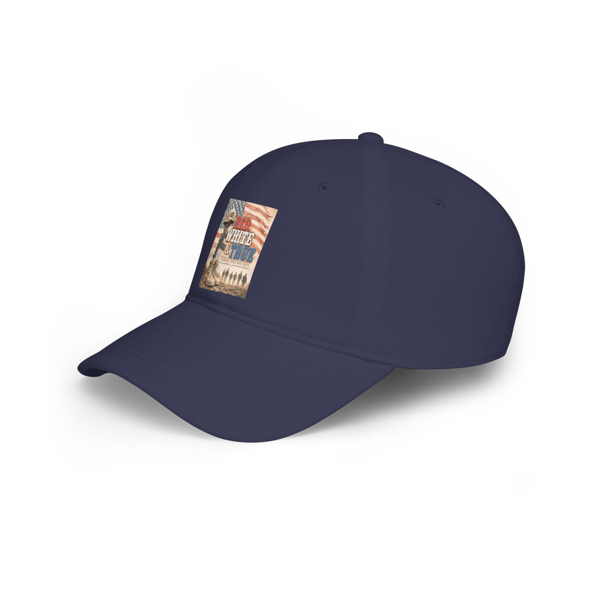 Low Profile Baseball Cap — Red, Patriotic "Land of the Free" Military Tribute Cap