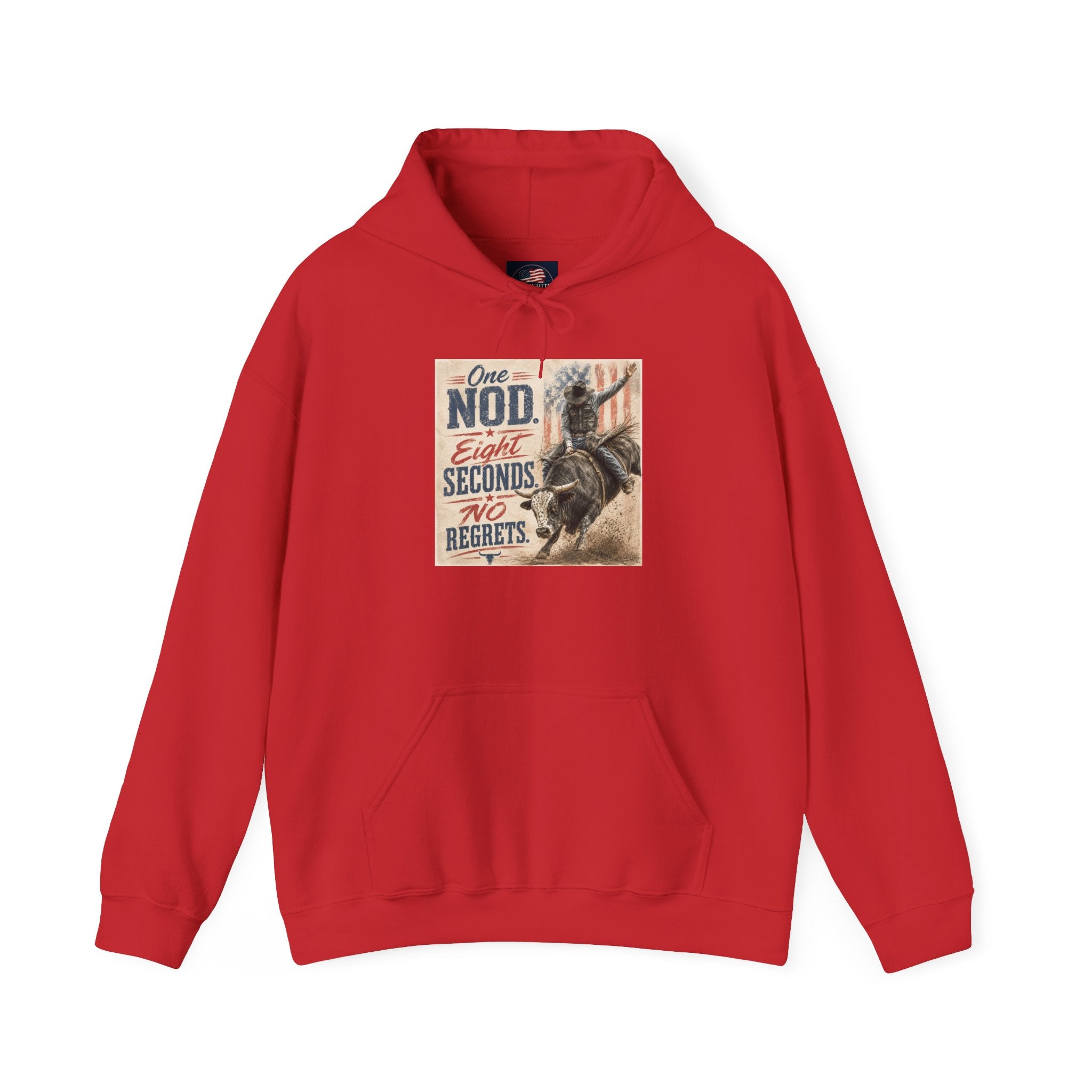 Hoodie - 'One Nod Eight Seconds No Regrets' Motorcycle Rider Vintage Graphic Hoodie