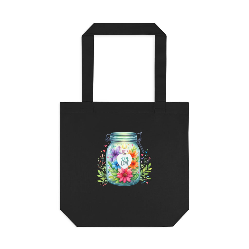Tote Bag — "Hope Lights the Way" Mason Jar Floral Design