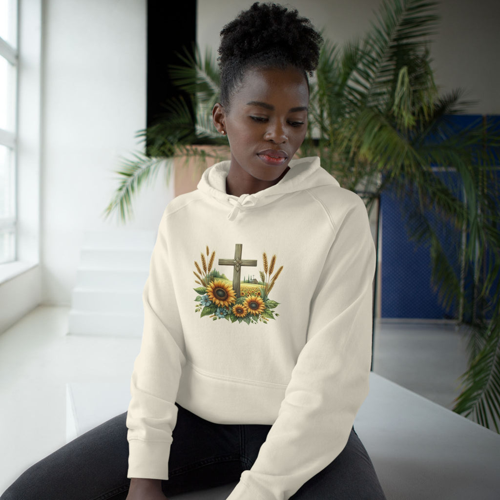 Sunflower Cross Hoodie — Christian Faith Floral Pullover