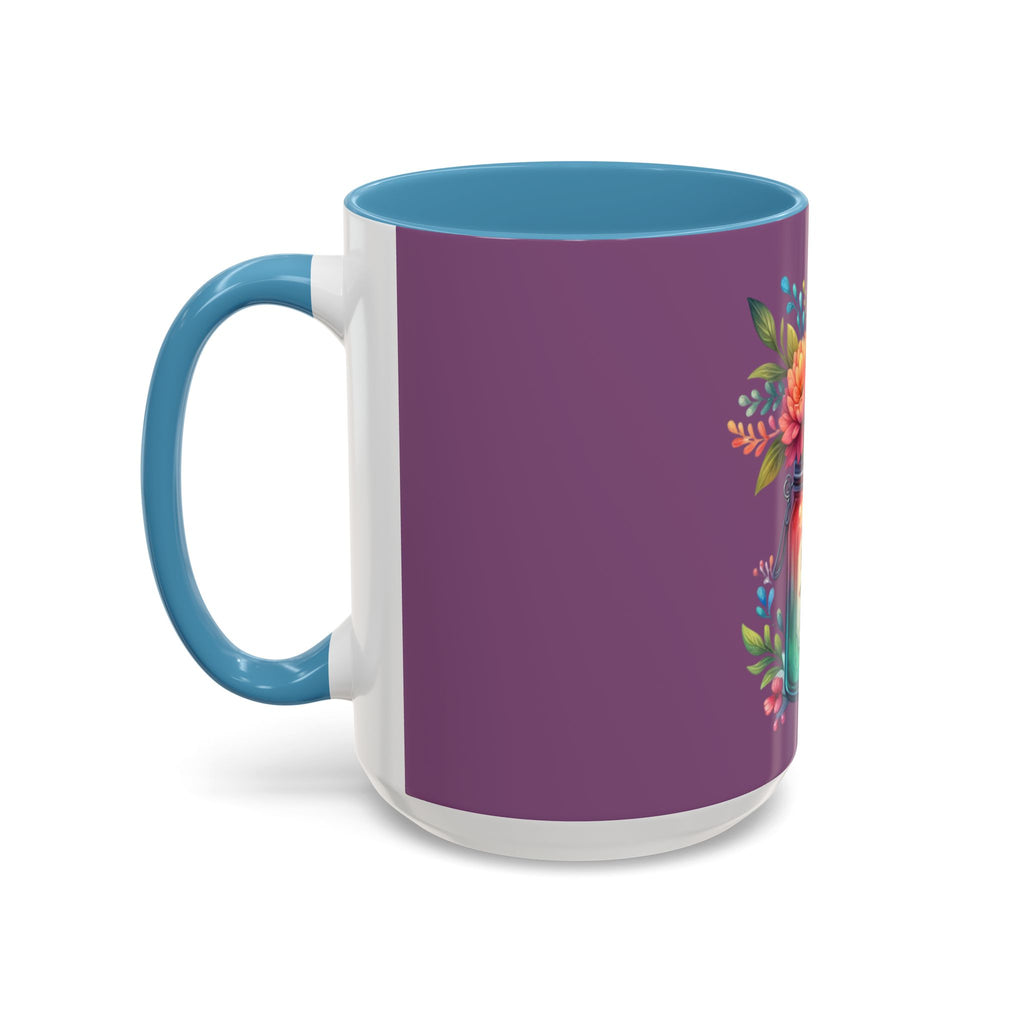 Faith & Love Floral Accent Coffee Mug — Colorful Candle Jar Design (11/15oz)