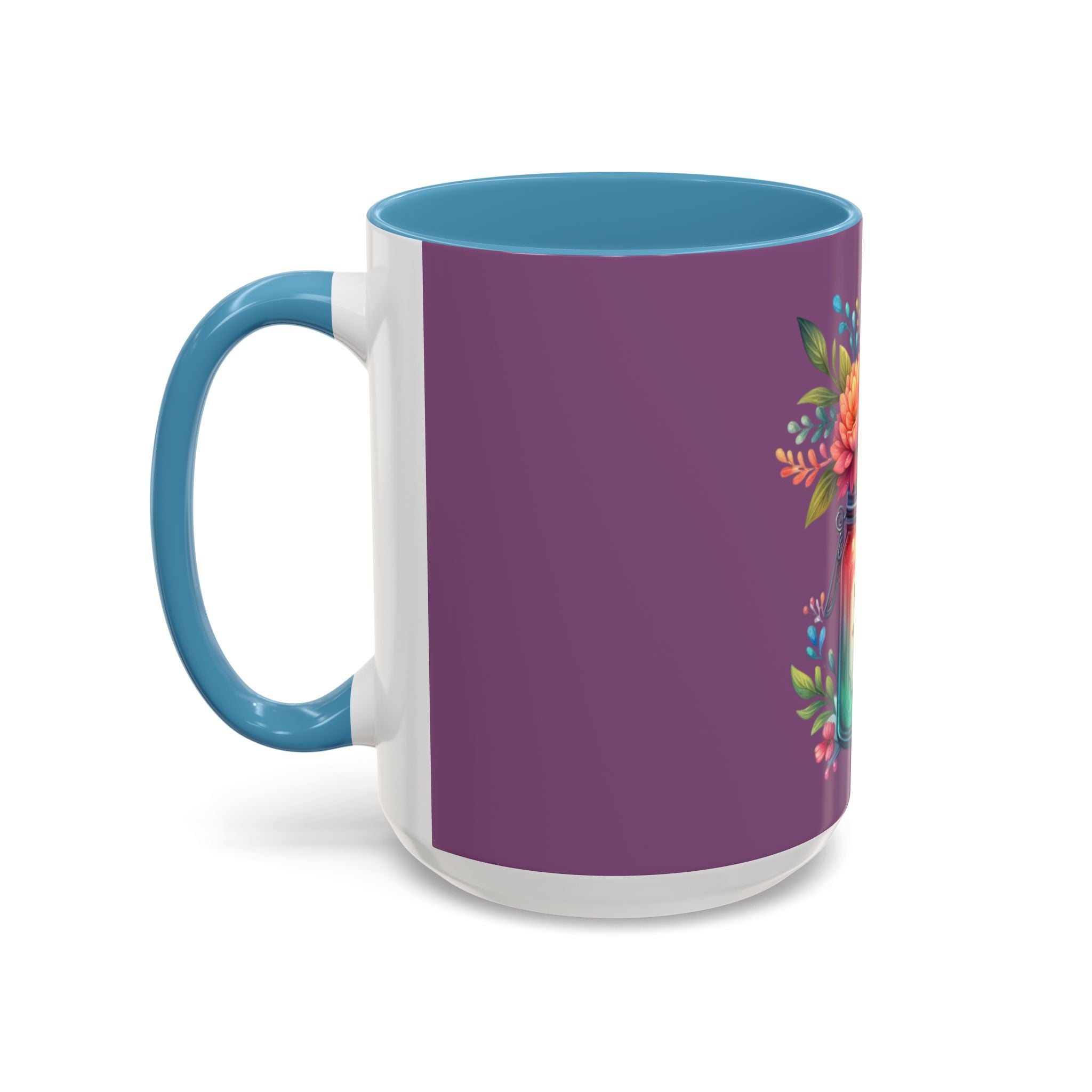 Faith & Love Floral Accent Coffee Mug — Colorful Candle Jar Design (11/15oz)