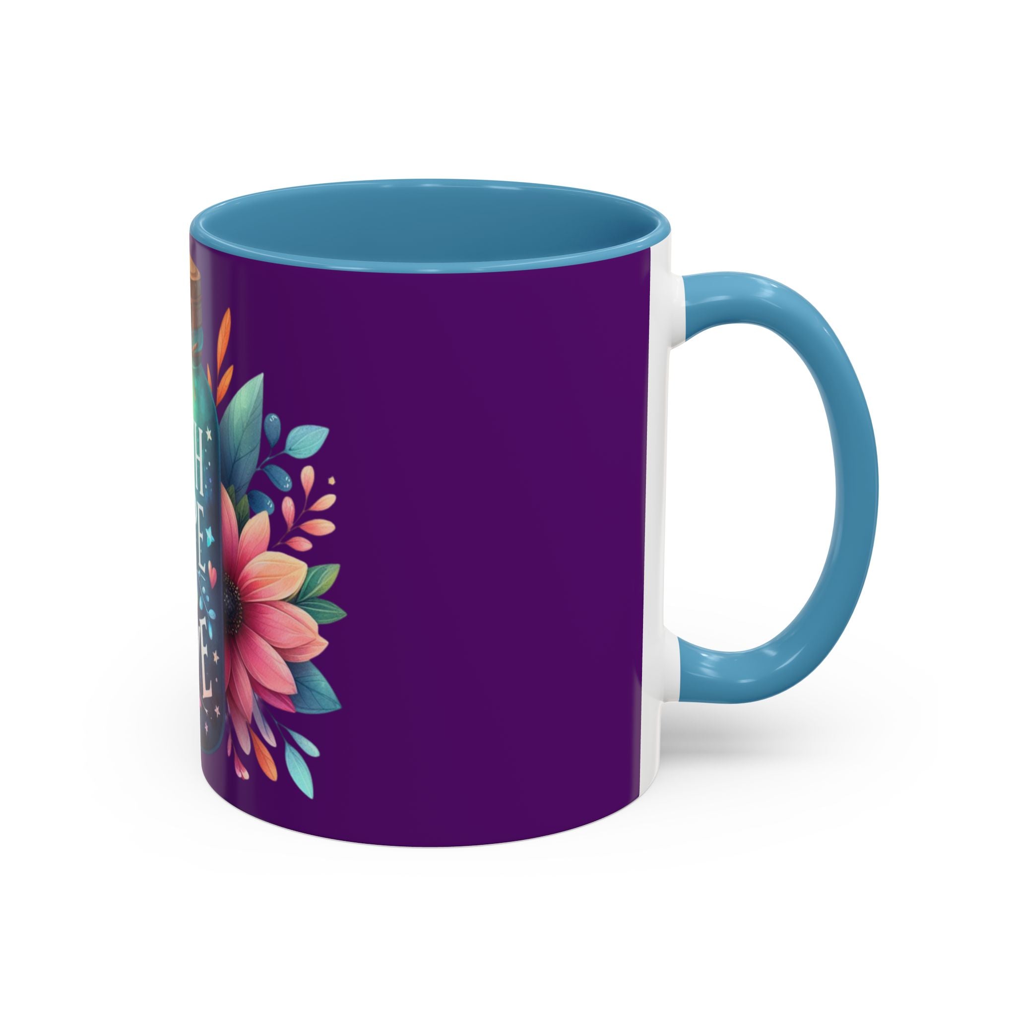 Faith Hope Love Accent Coffee Mug — Floral Jar Design (11/15 oz)