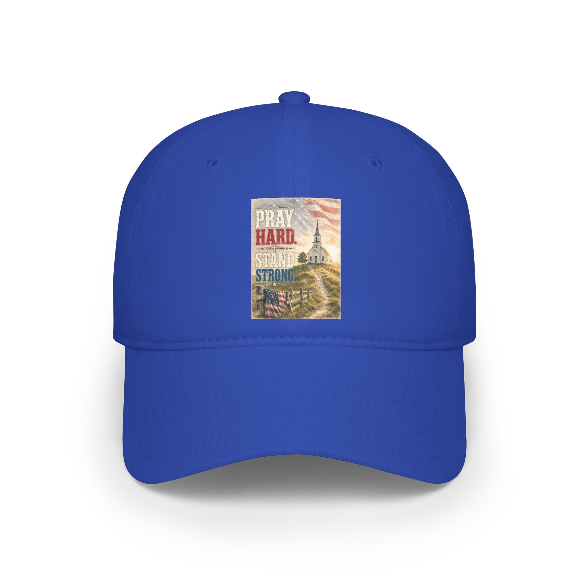Patriotic 'Pray Hard, Stand Strong' Baseball Cap