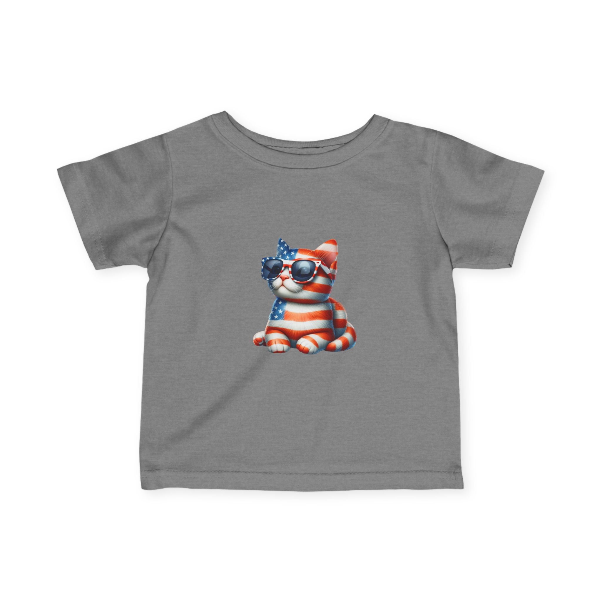 Patriotic Kitty Infant Tee — American Flag Cat Baby Shirt