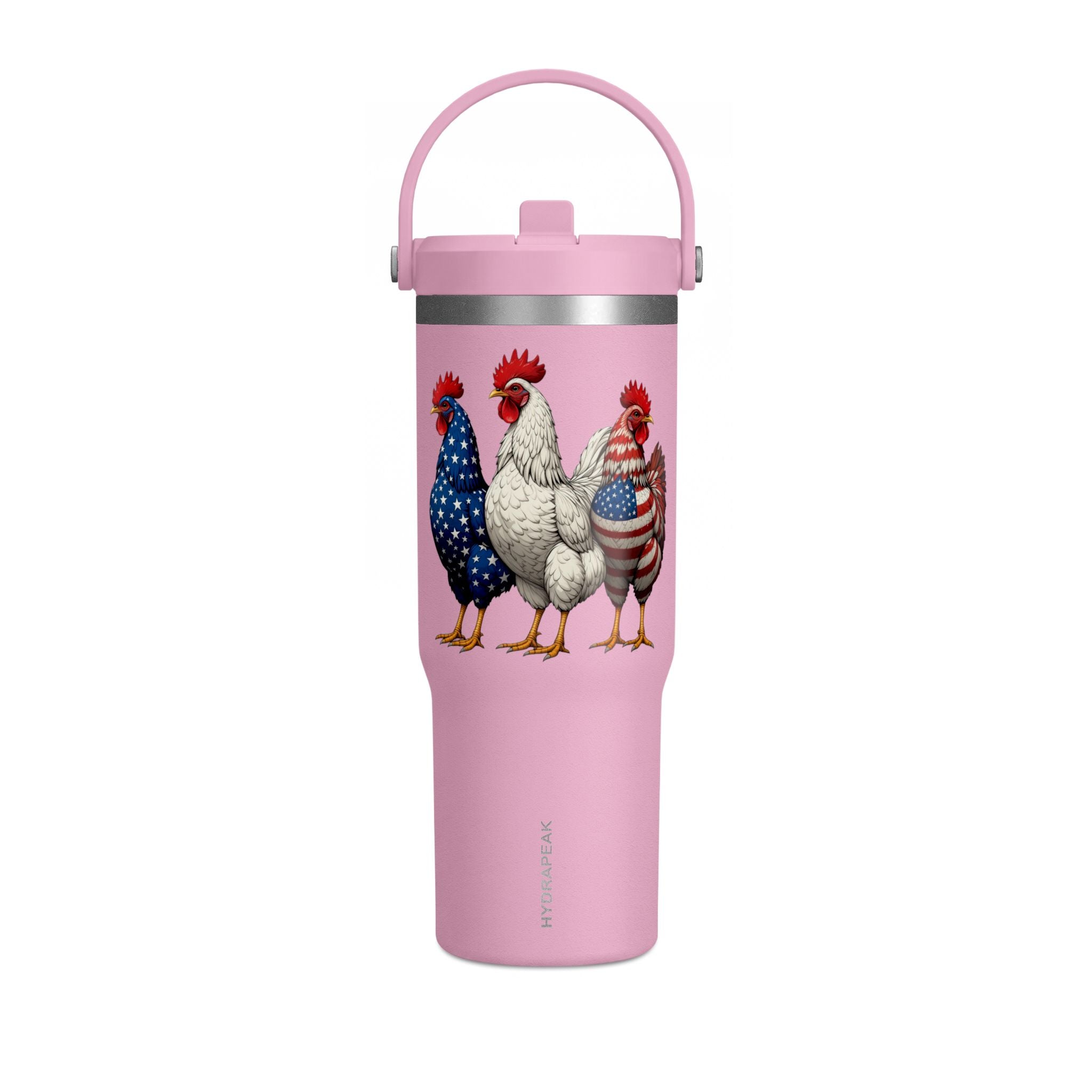 Patriotic Rooster 32oz Tumbler – American Flag Farmhouse Travel Cup