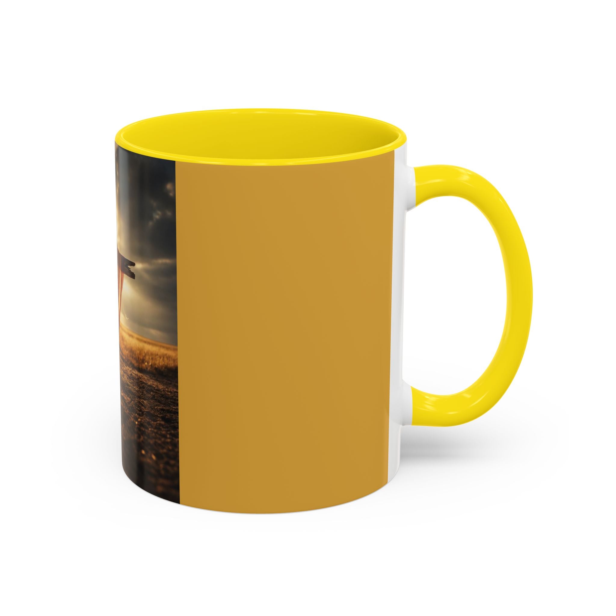 Patriotic Cross Coffee Mug — American Flag Sunrise Accent Mug (11/15oz)