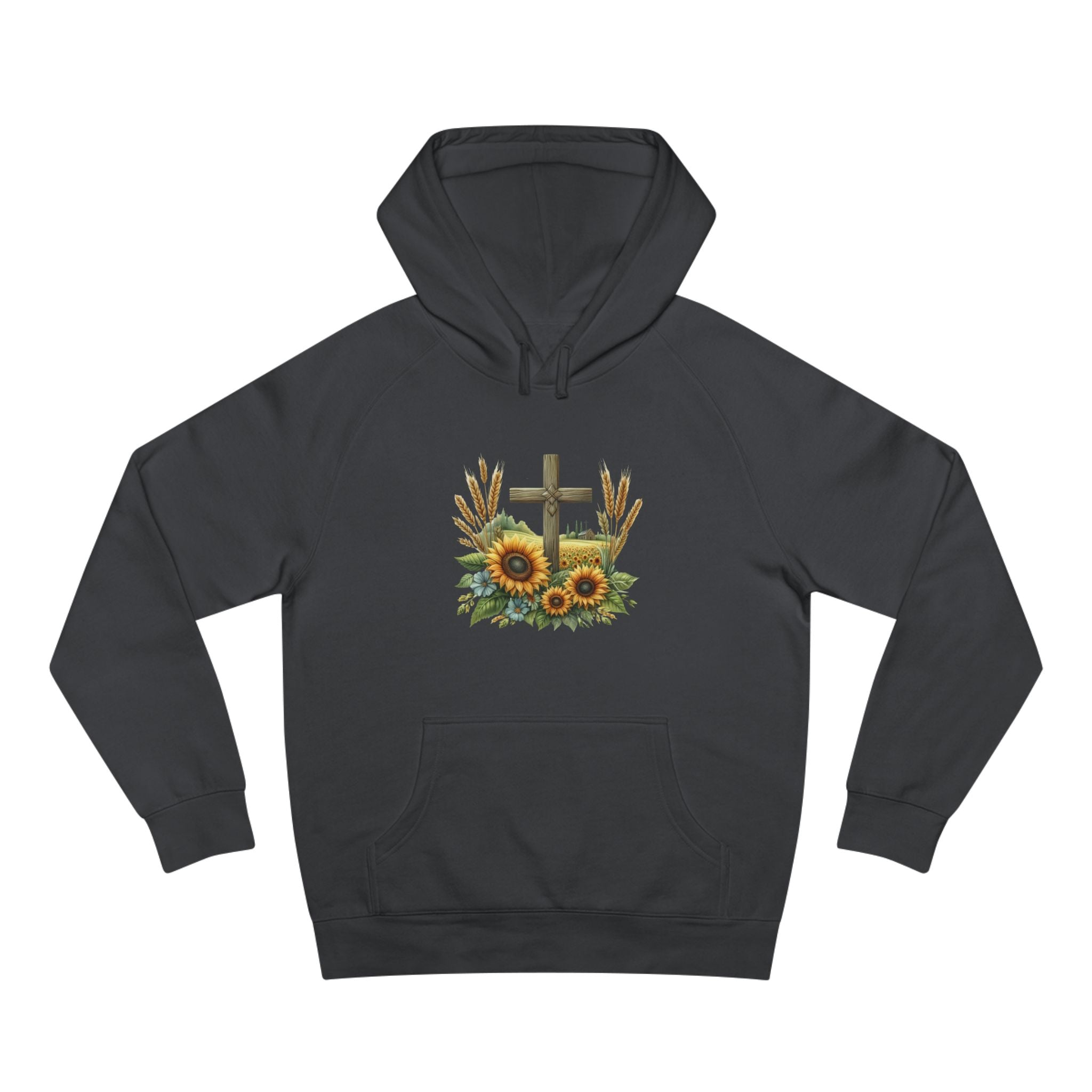Sunflower Cross Hoodie — Christian Faith Floral Pullover