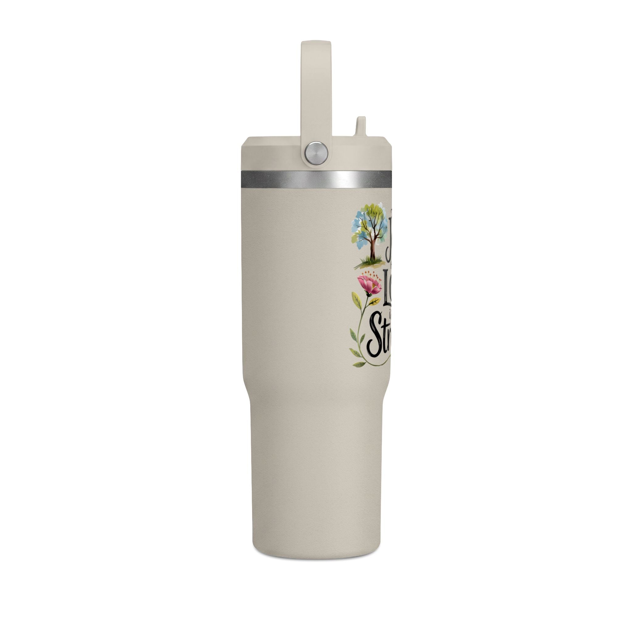 Nomad Tumbler 32oz – “The Joy of the Lord Is Your Strength” Floral Insulated Travel Mug