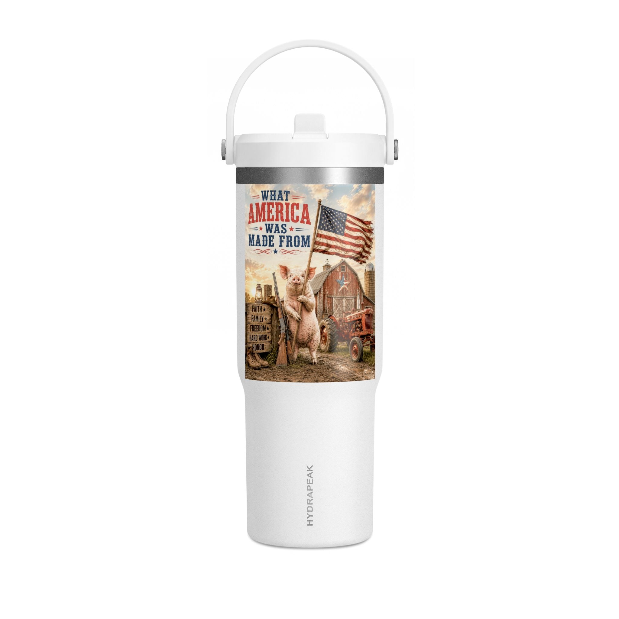 Nomad Tumbler 32oz – Patriotic Farmhouse Travel Tumbler (What America Was Made From)