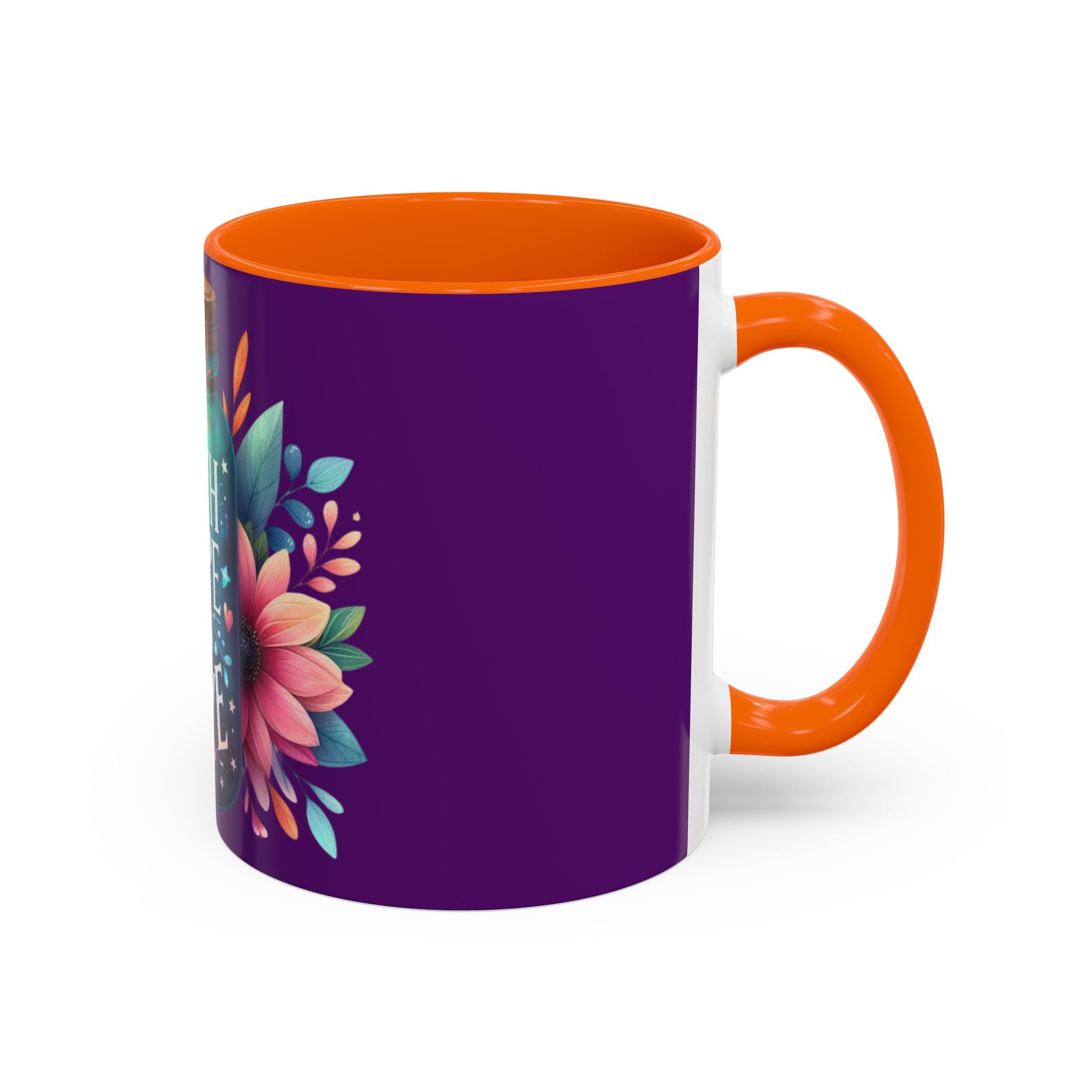 Faith Hope Love Accent Coffee Mug — Floral Jar Design (11/15 oz)