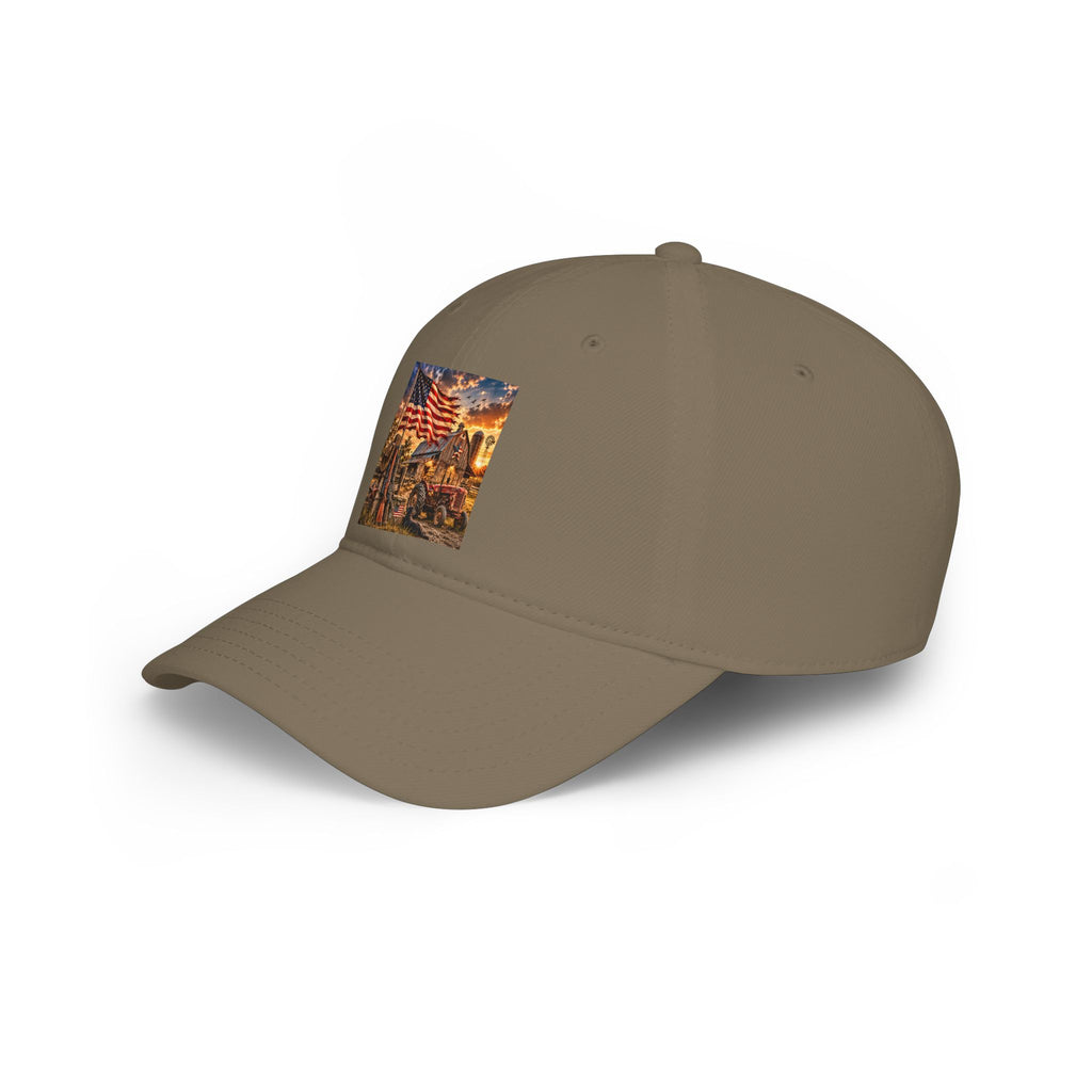 Patriotic Firefighter Scene Baseball Cap — American Flag Firefighter Tribute Hat