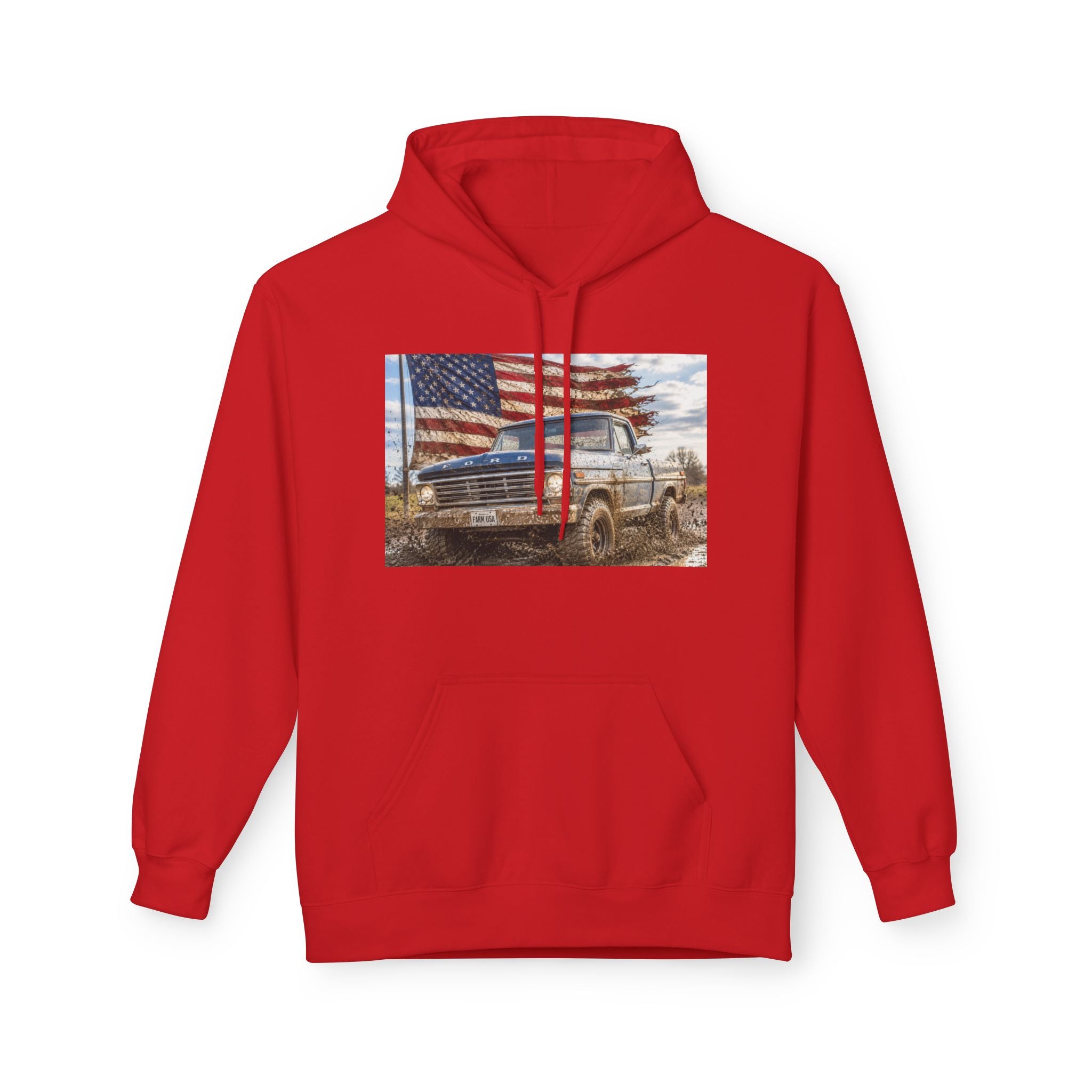 American Flag Vintage Truck Hoodie — Patriotic USA Pickup Sweatshirt