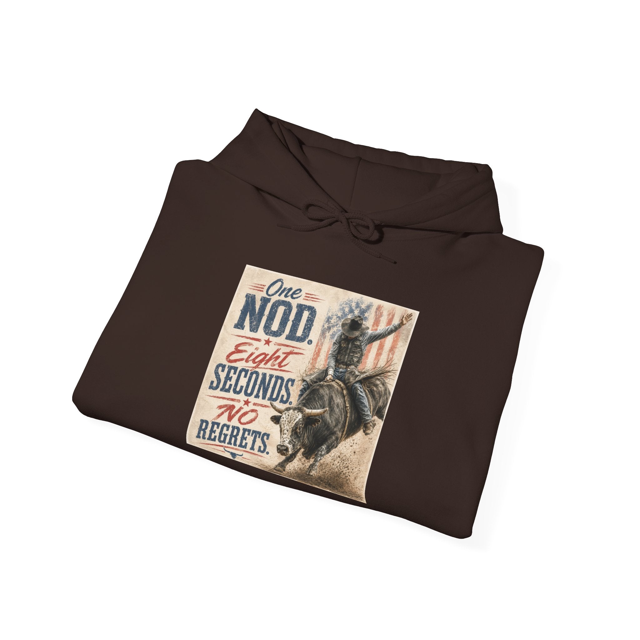 Hoodie - 'One Nod Eight Seconds No Regrets' Motorcycle Rider Vintage Graphic Hoodie