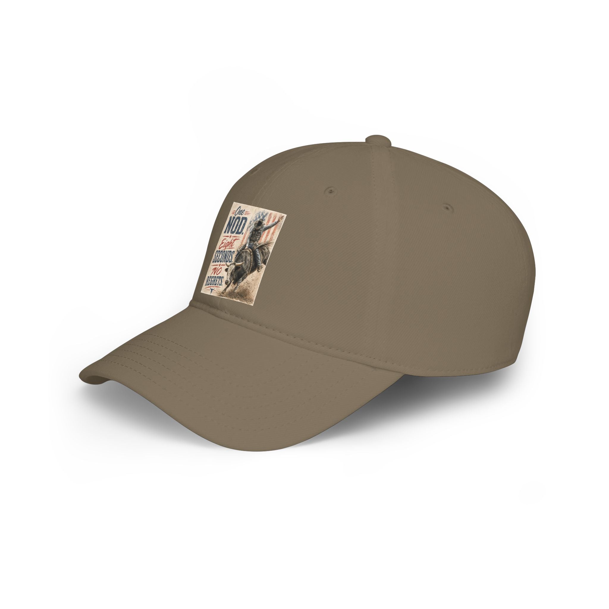 Low Profile Baseball Cap - 'One Nod Eight Seconds No Regrets' Bull Rider Rodeo Hat