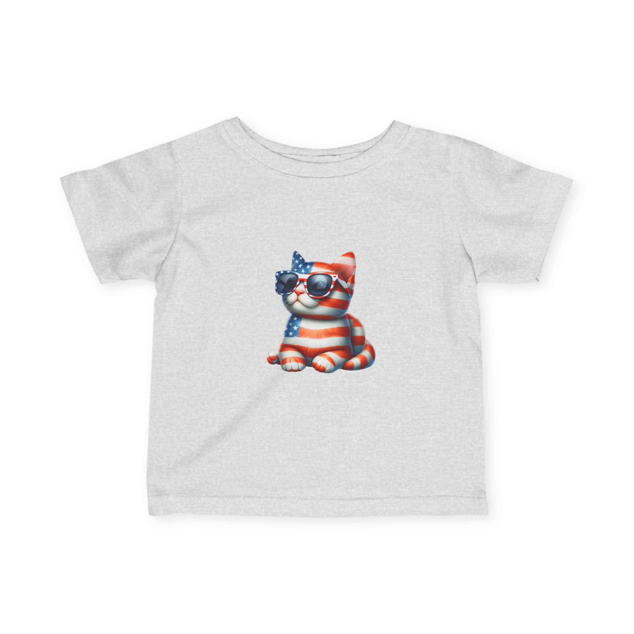 Patriotic Kitty Infant Tee — American Flag Cat Baby Shirt