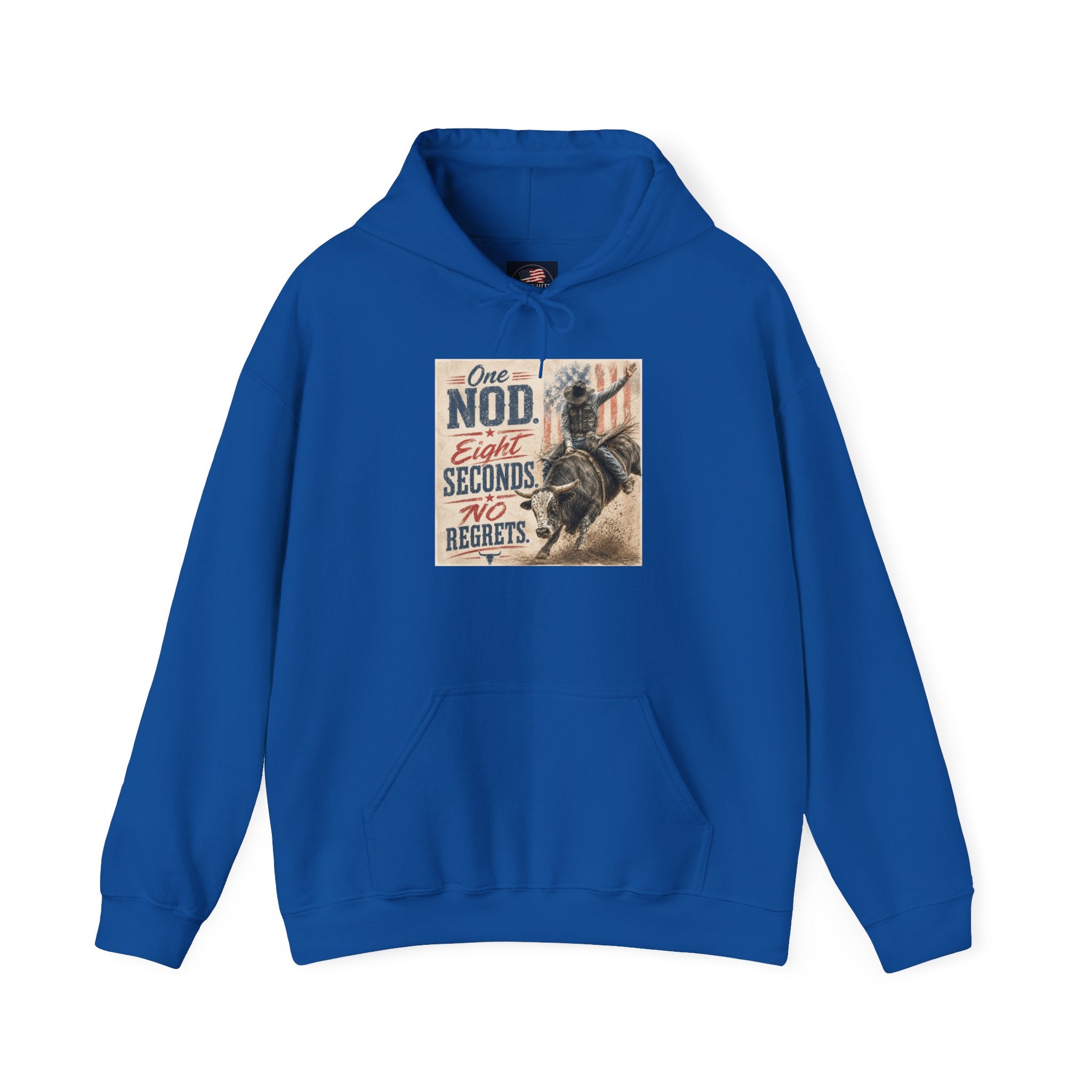 Hoodie - 'One Nod Eight Seconds No Regrets' Motorcycle Rider Vintage Graphic Hoodie