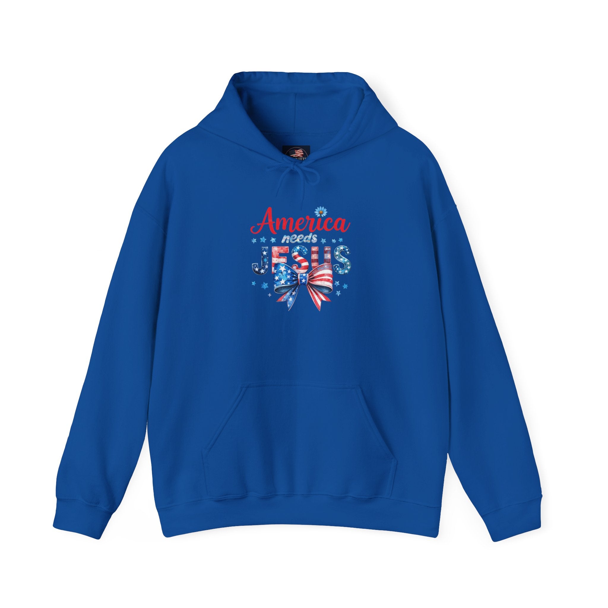 America Loves Jesus Patriotic Hoodie – Flag Bow Christian Sweatshirt