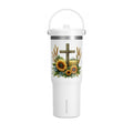 Sunflower Cross 32oz Tumbler – Christian Faith Travel Mug
