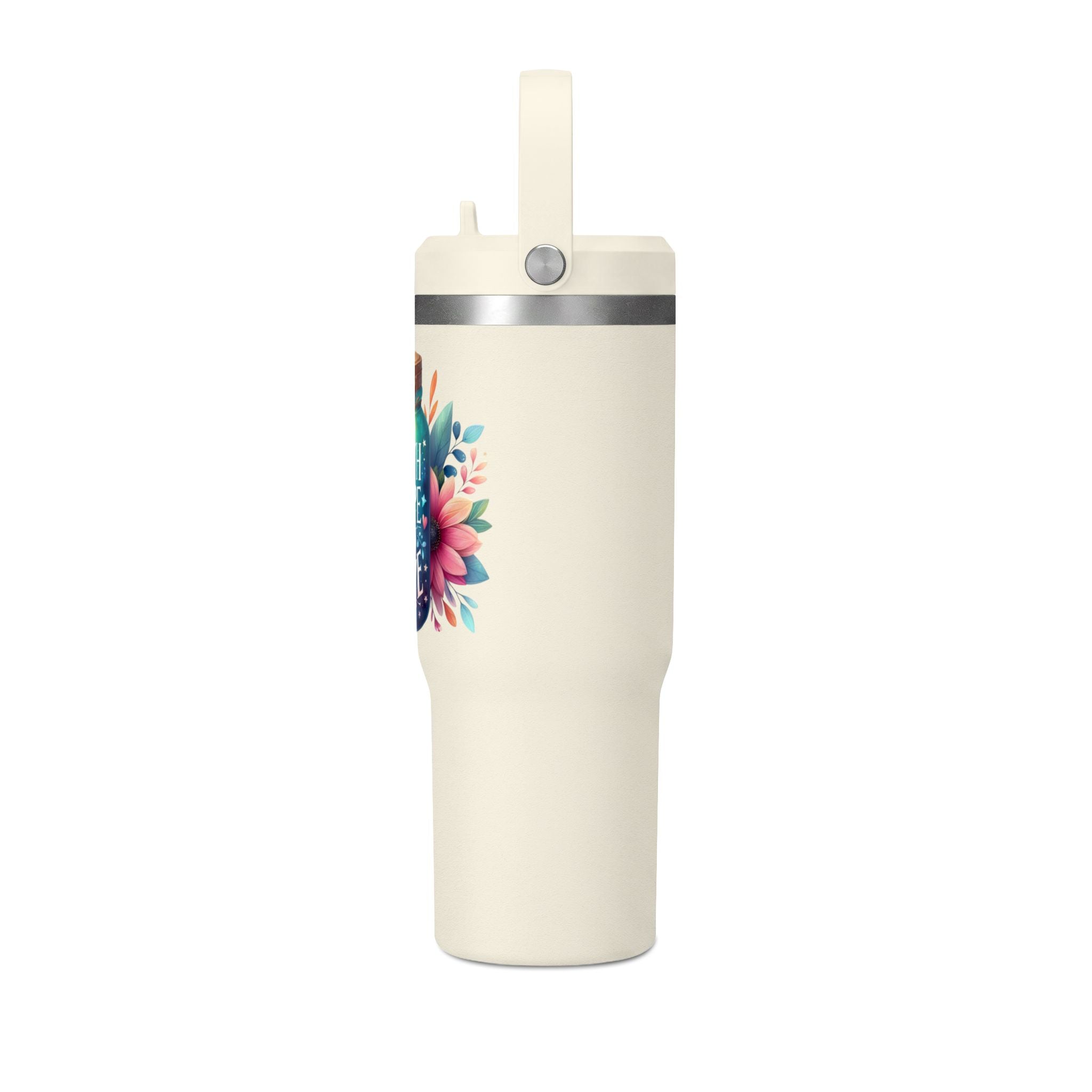 Faith Hope Love Tumbler — 32oz Insulated Travel Tumbler with Floral Jar Design