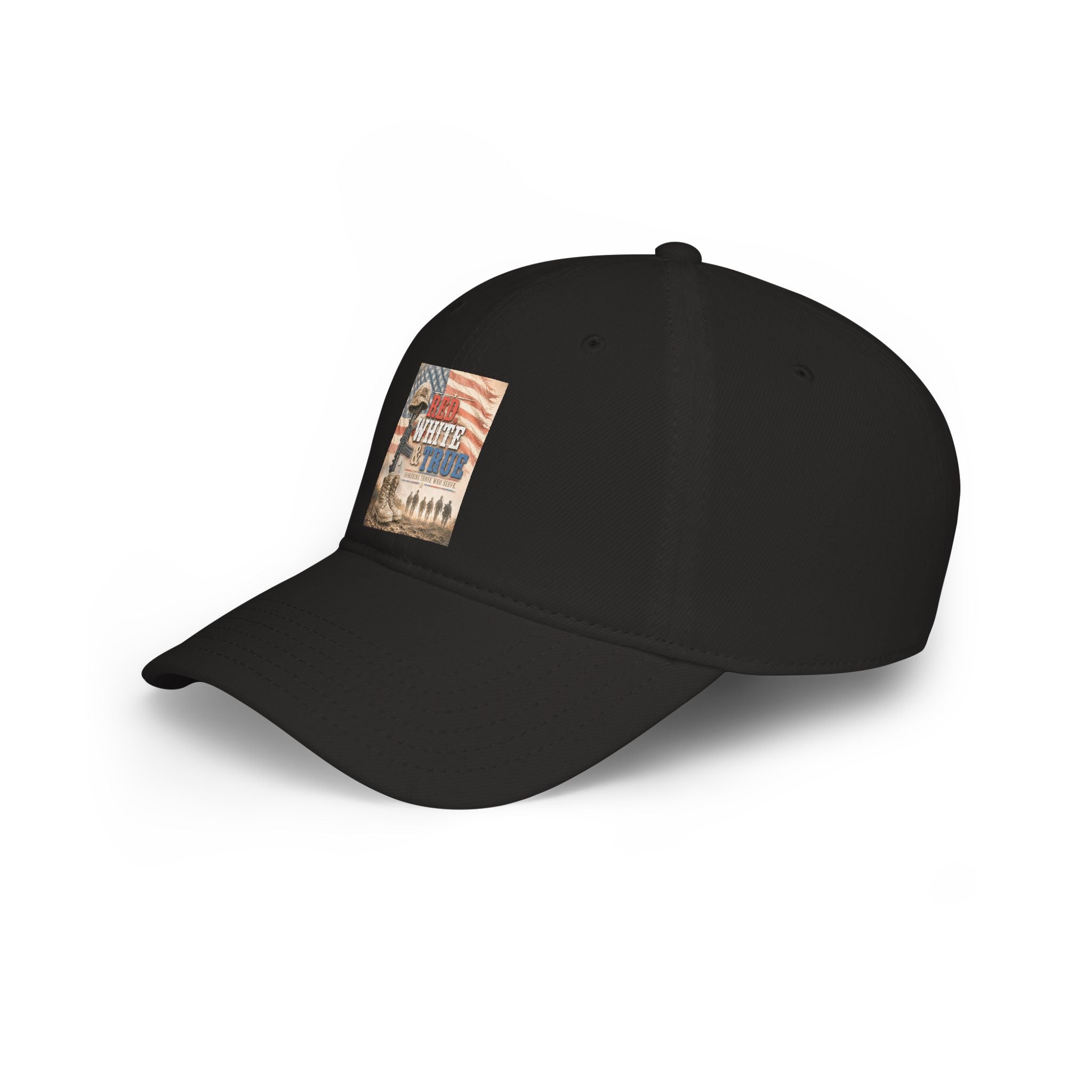 Low Profile Baseball Cap — Red, Patriotic "Land of the Free" Military Tribute Cap