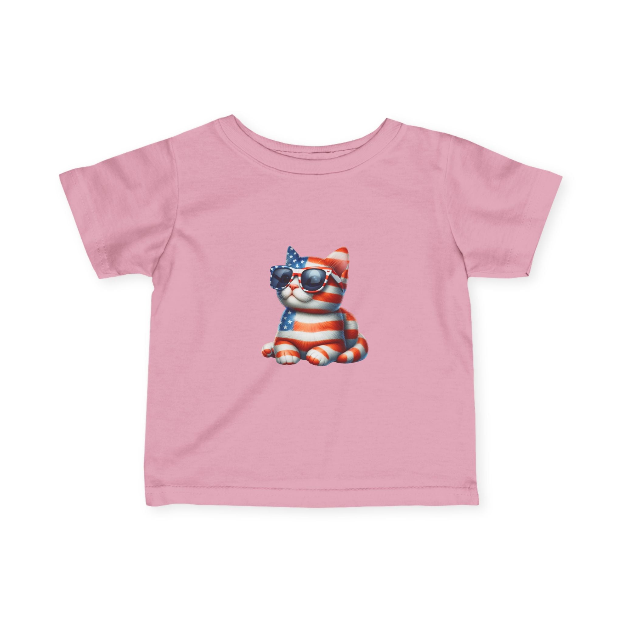 Patriotic Kitty Infant Tee — American Flag Cat Baby Shirt
