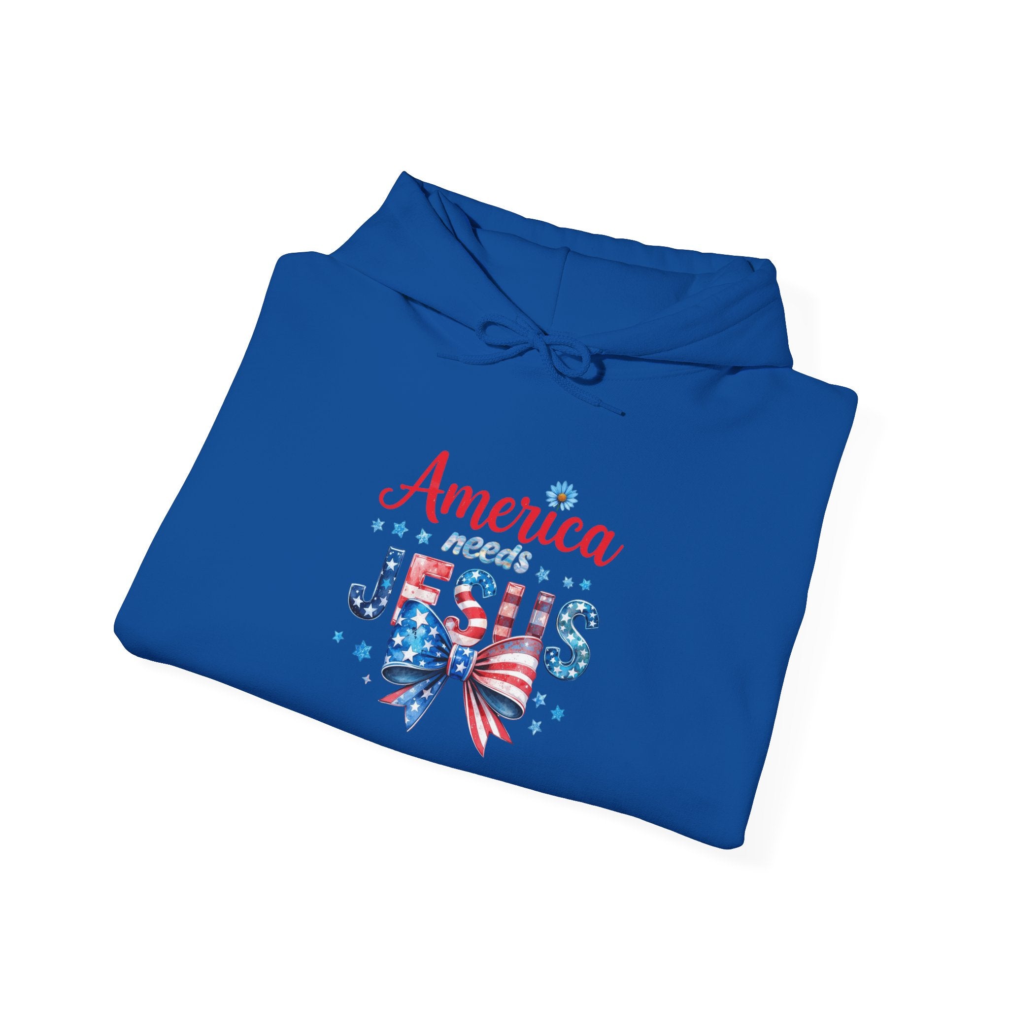 America Loves Jesus Patriotic Hoodie – Flag Bow Christian Sweatshirt