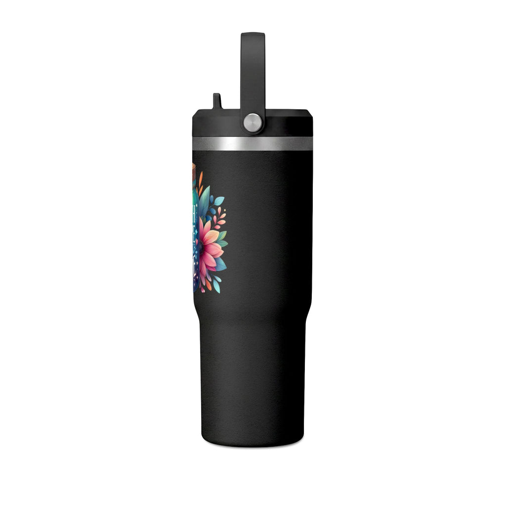 Faith Hope Love Tumbler — 32oz Insulated Travel Tumbler with Floral Jar Design