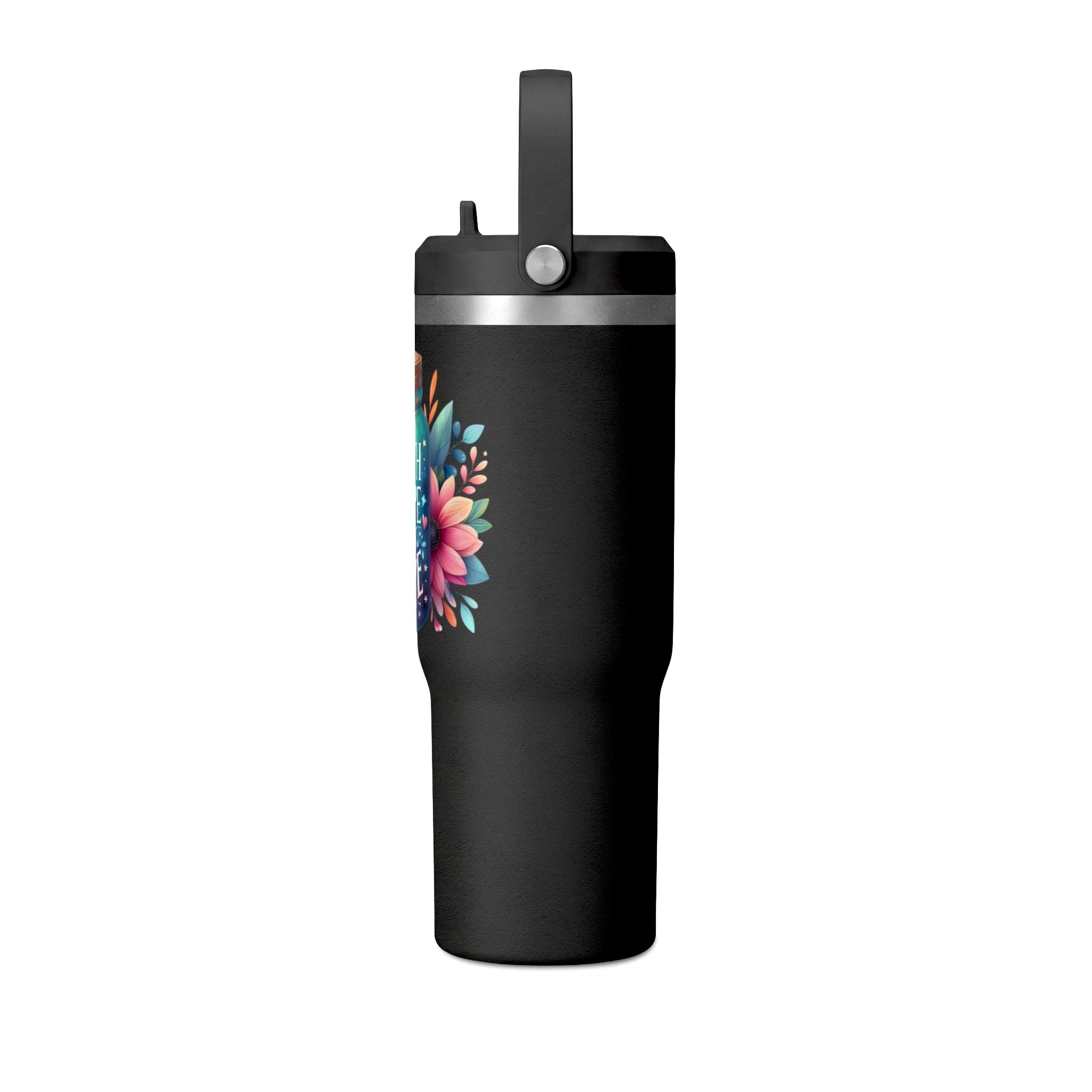Faith Hope Love Tumbler — 32oz Insulated Travel Tumbler with Floral Jar Design
