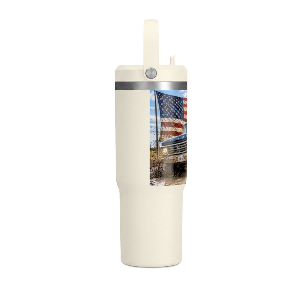 32oz Tumbler – Vintage Truck with American Flag Travel Mug